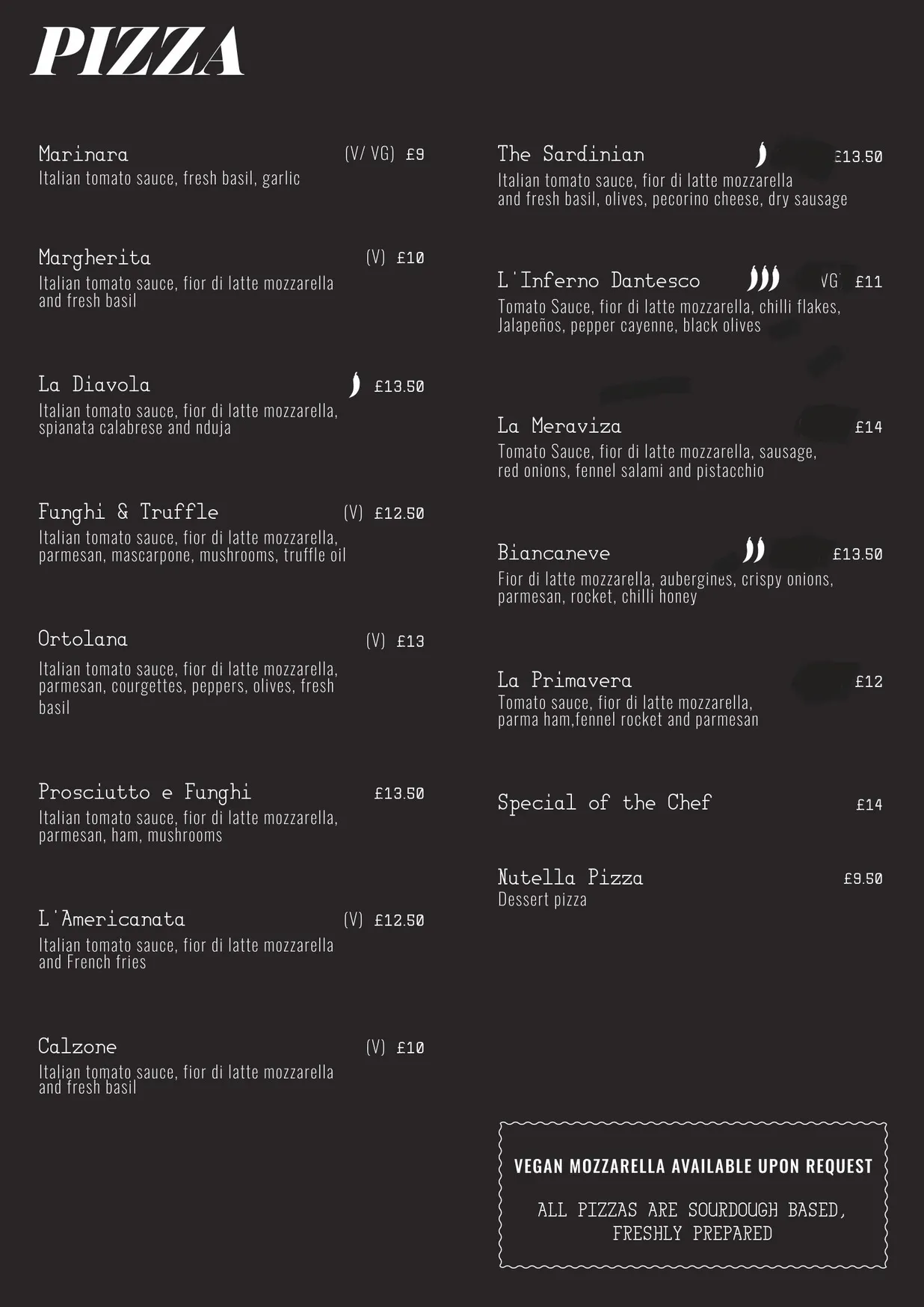 Meraviza Clapham menu, page 2