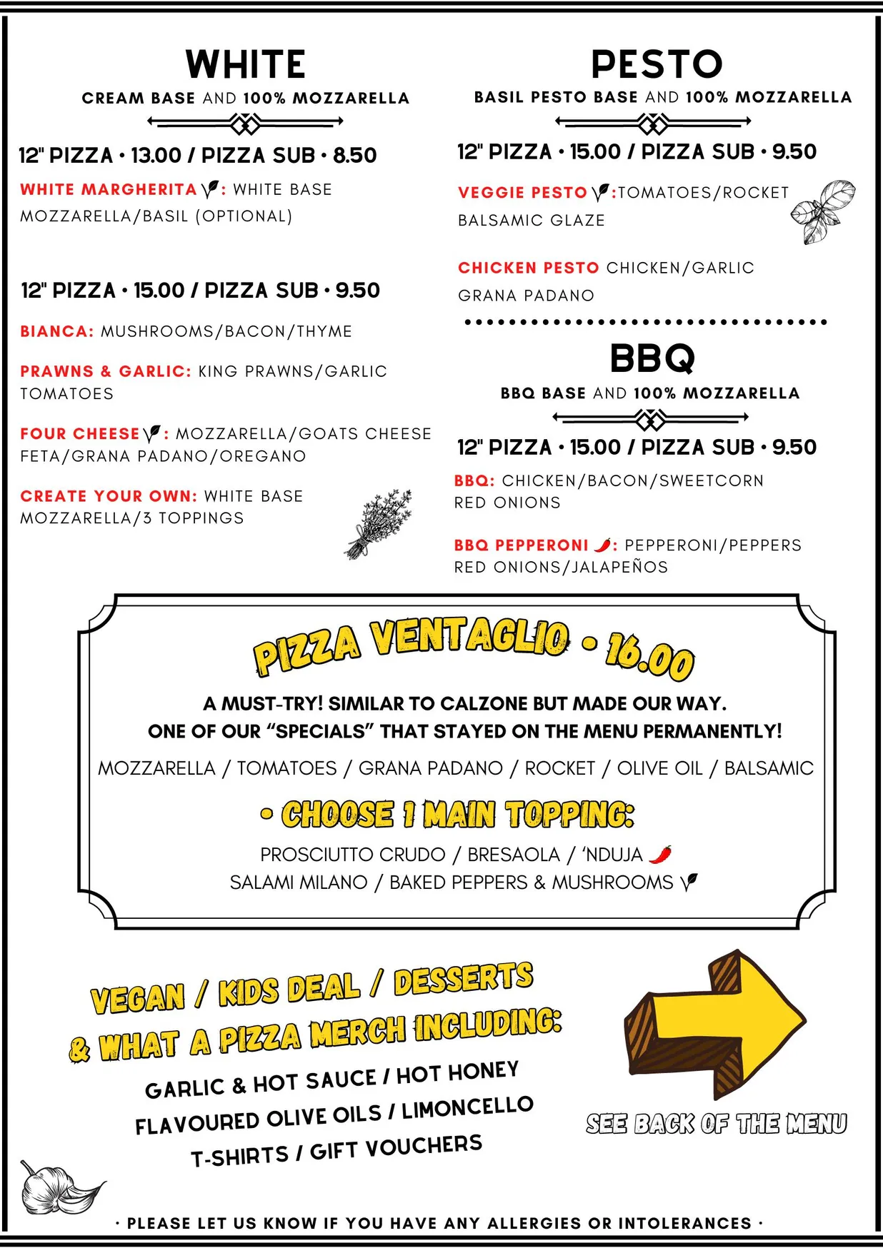 What A Pizza! menu, page 3