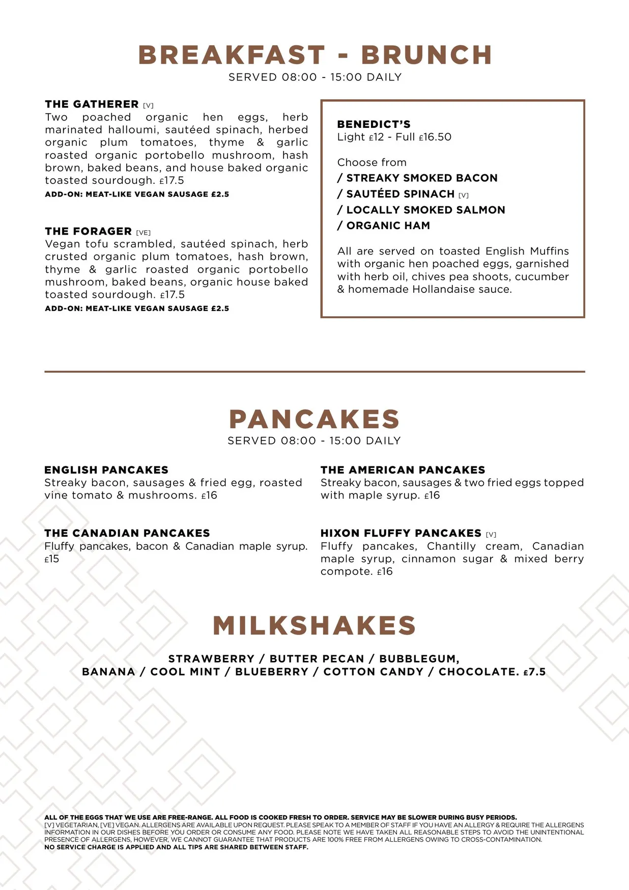Hixon Green menu, page 2