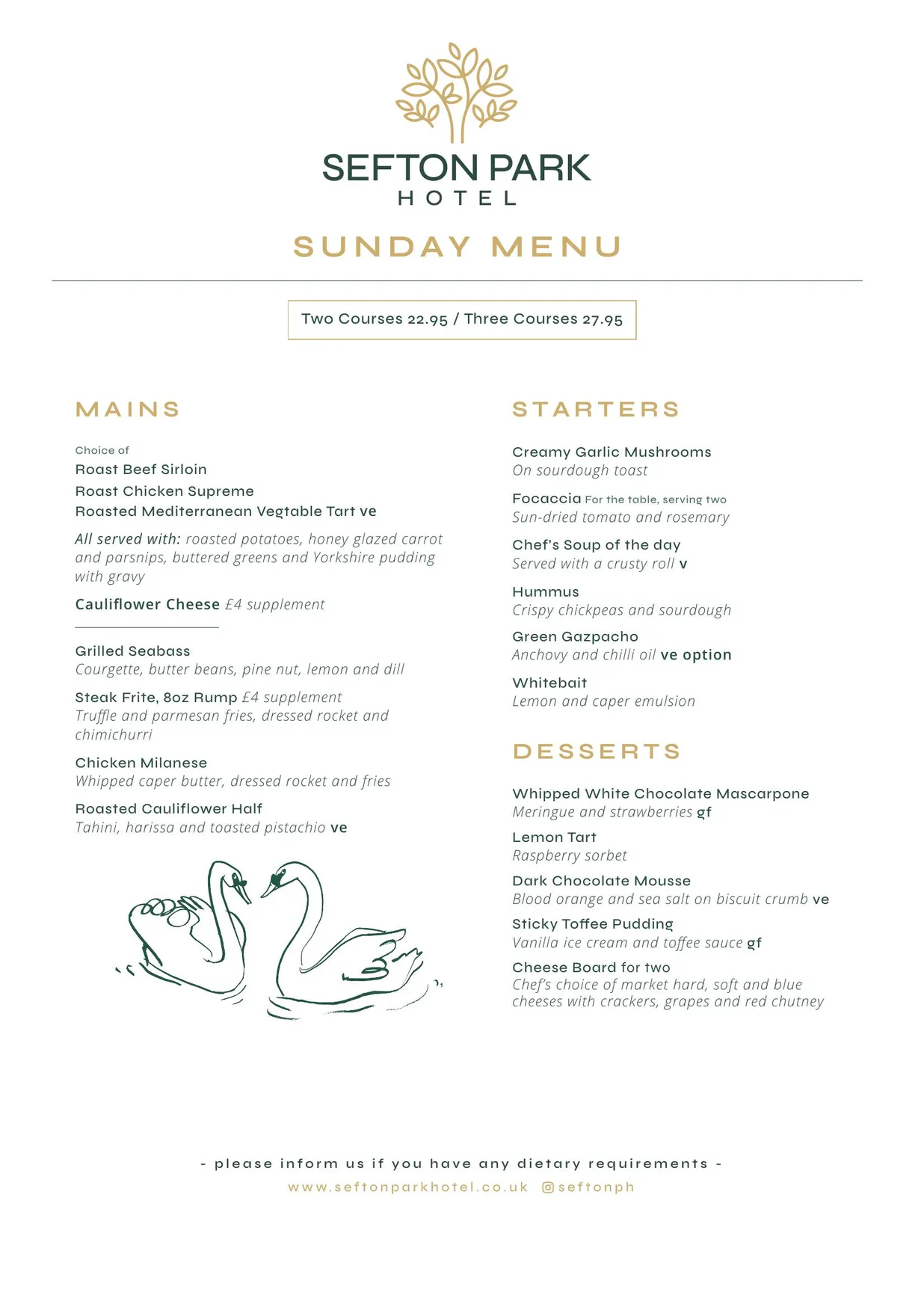 Sefton Park Hotel Bistro menu, page 4