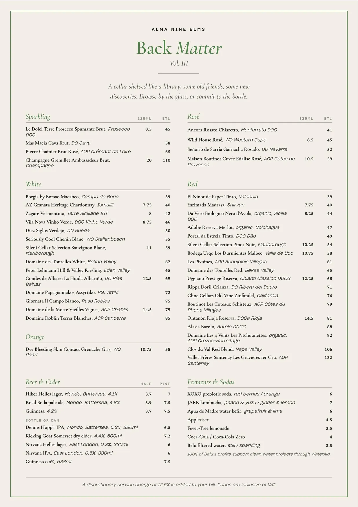 Alma menu, page 4