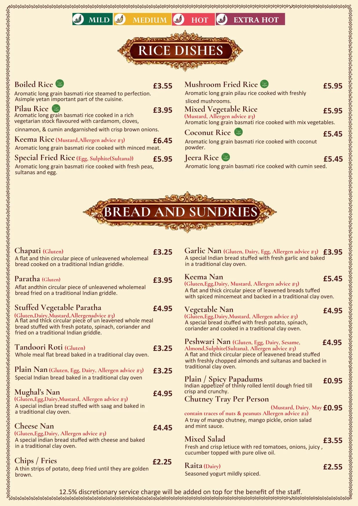 The Mughals menu, page 8
