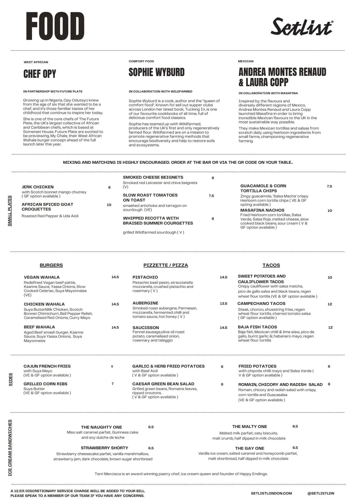 Setlist menu, page 1