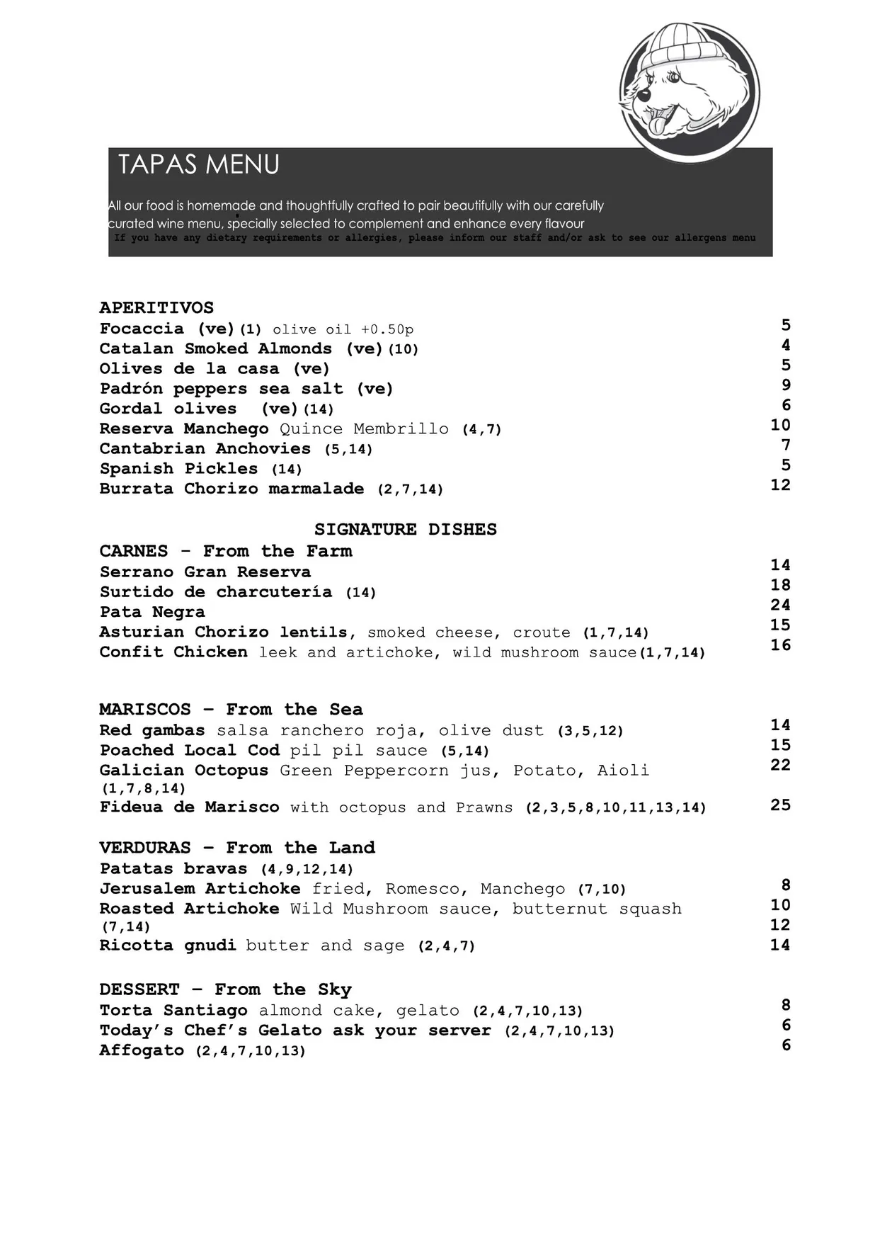 La Tapa Loca menu, page 5