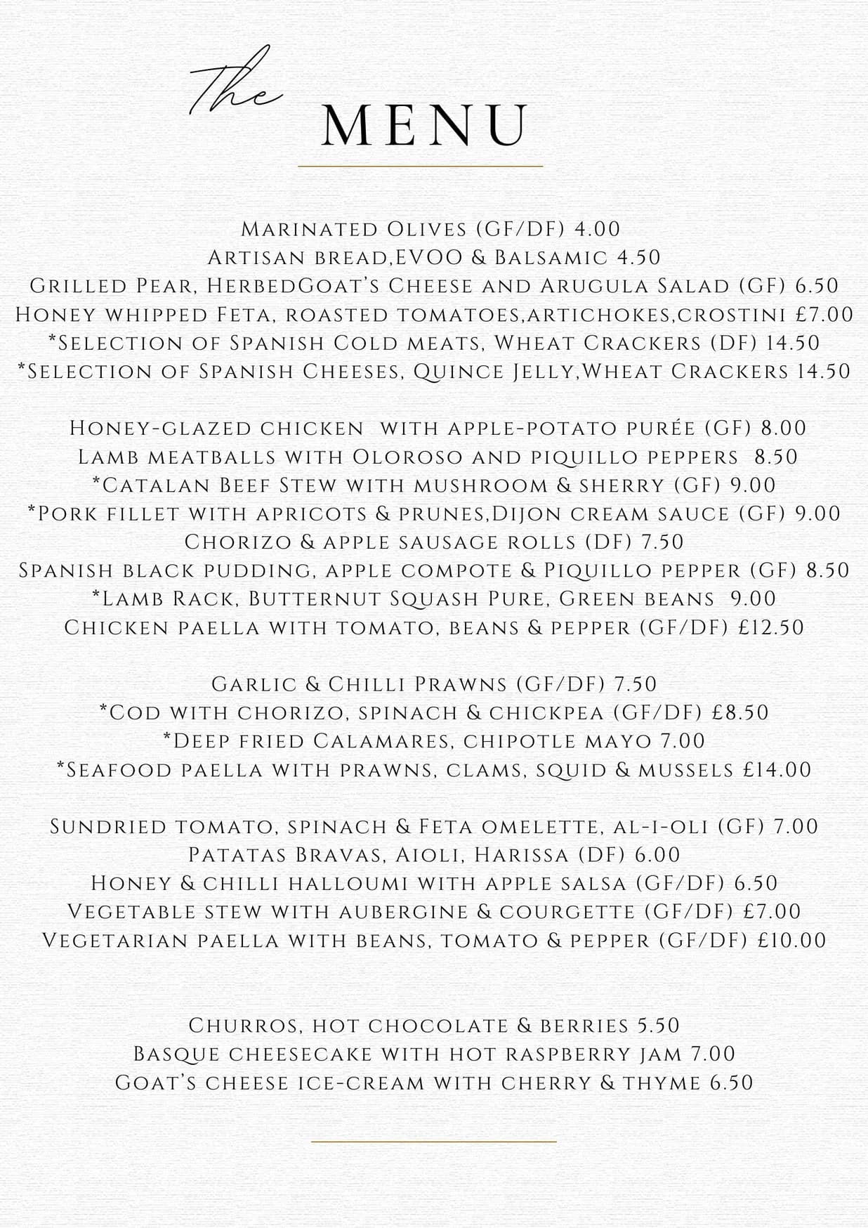 Cubatas Tapas Bar menu, page 1