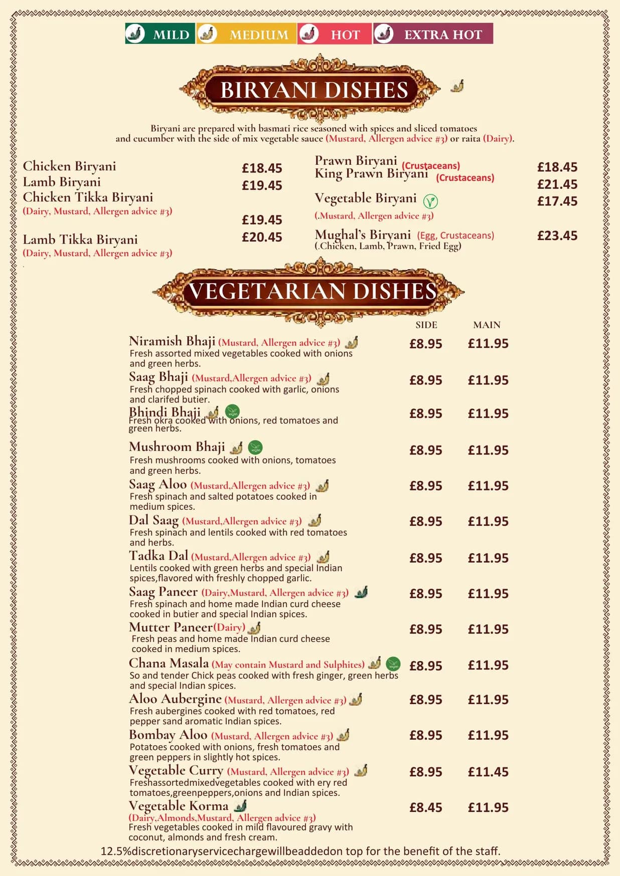 The Mughals menu, page 7