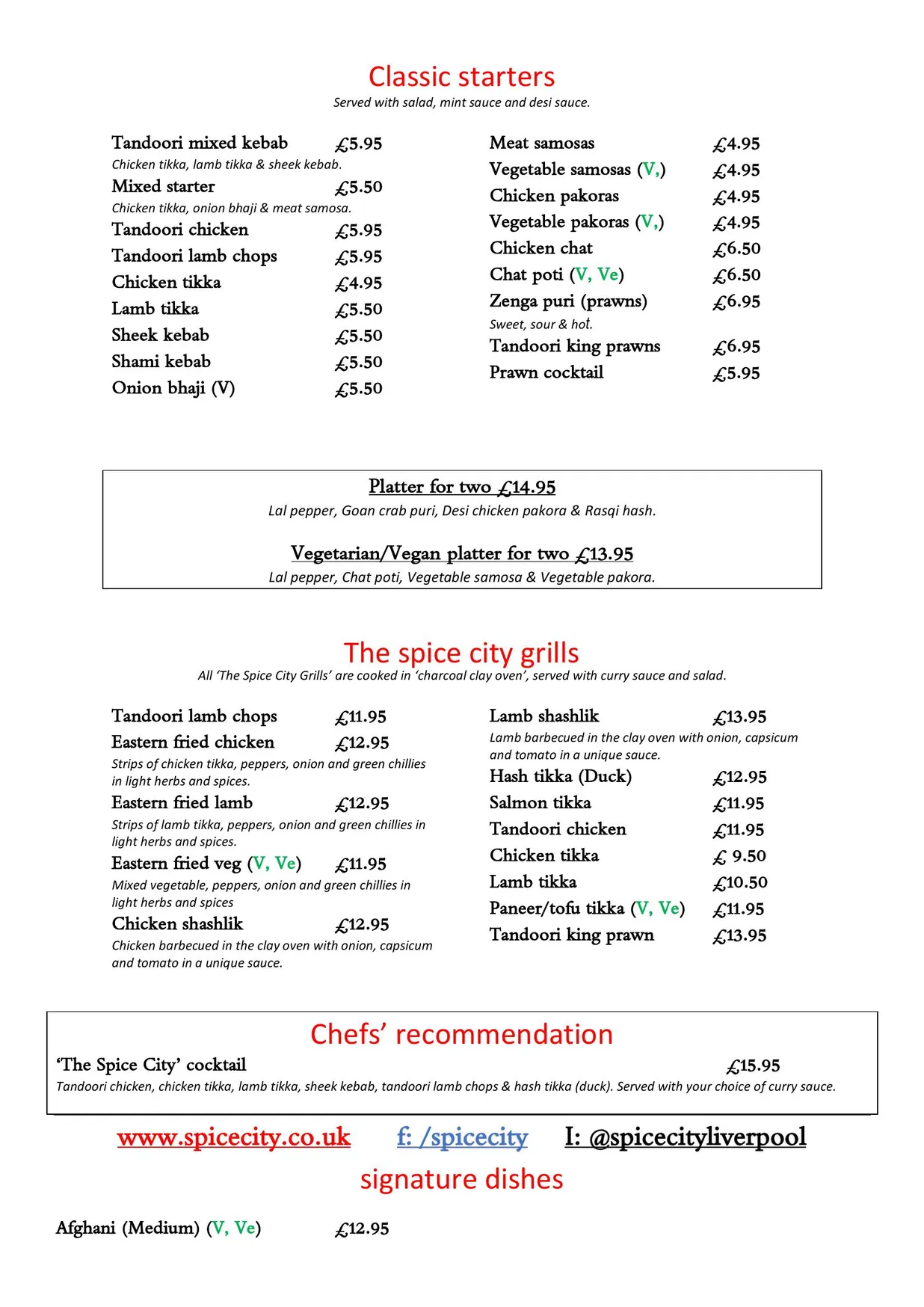 Spice City menu, page 13