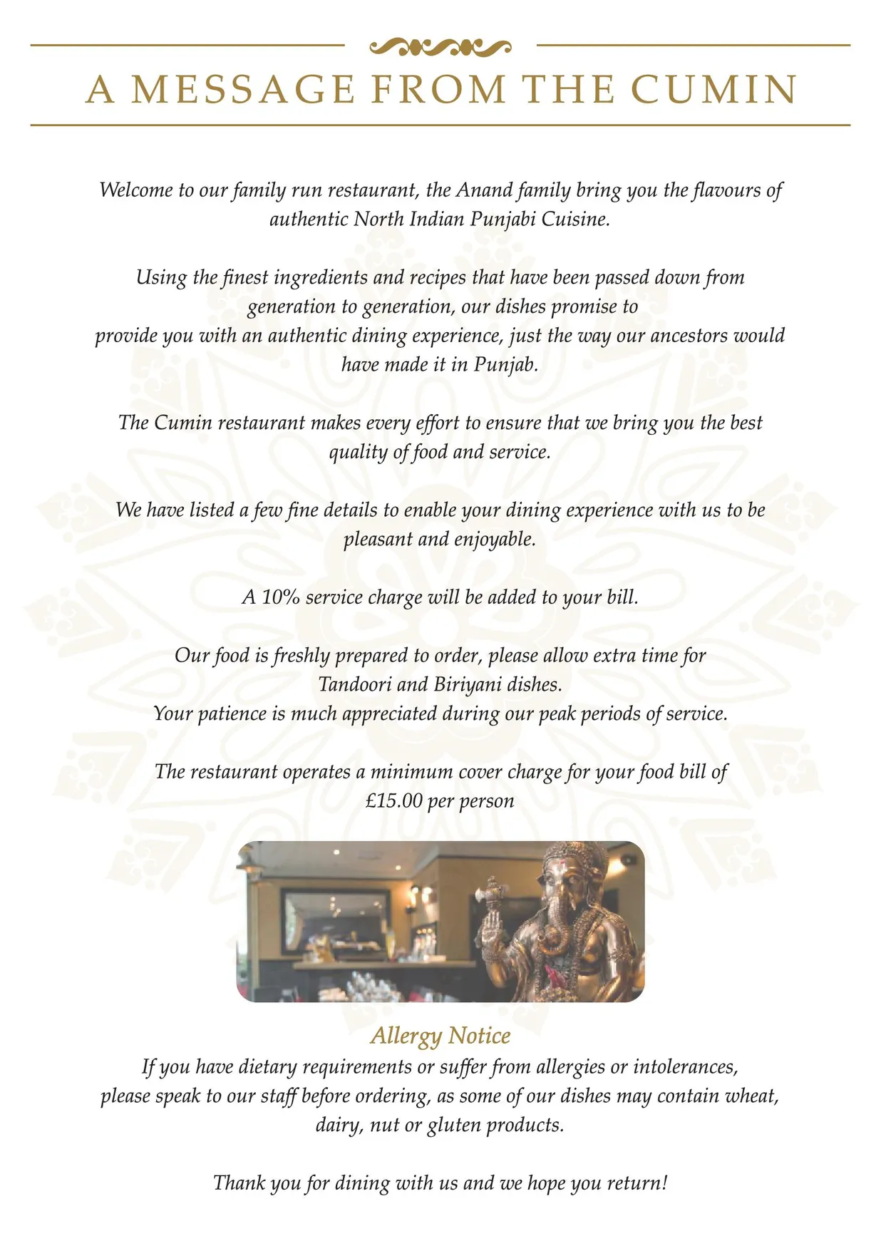 The Cumin Restaurant menu, page 3