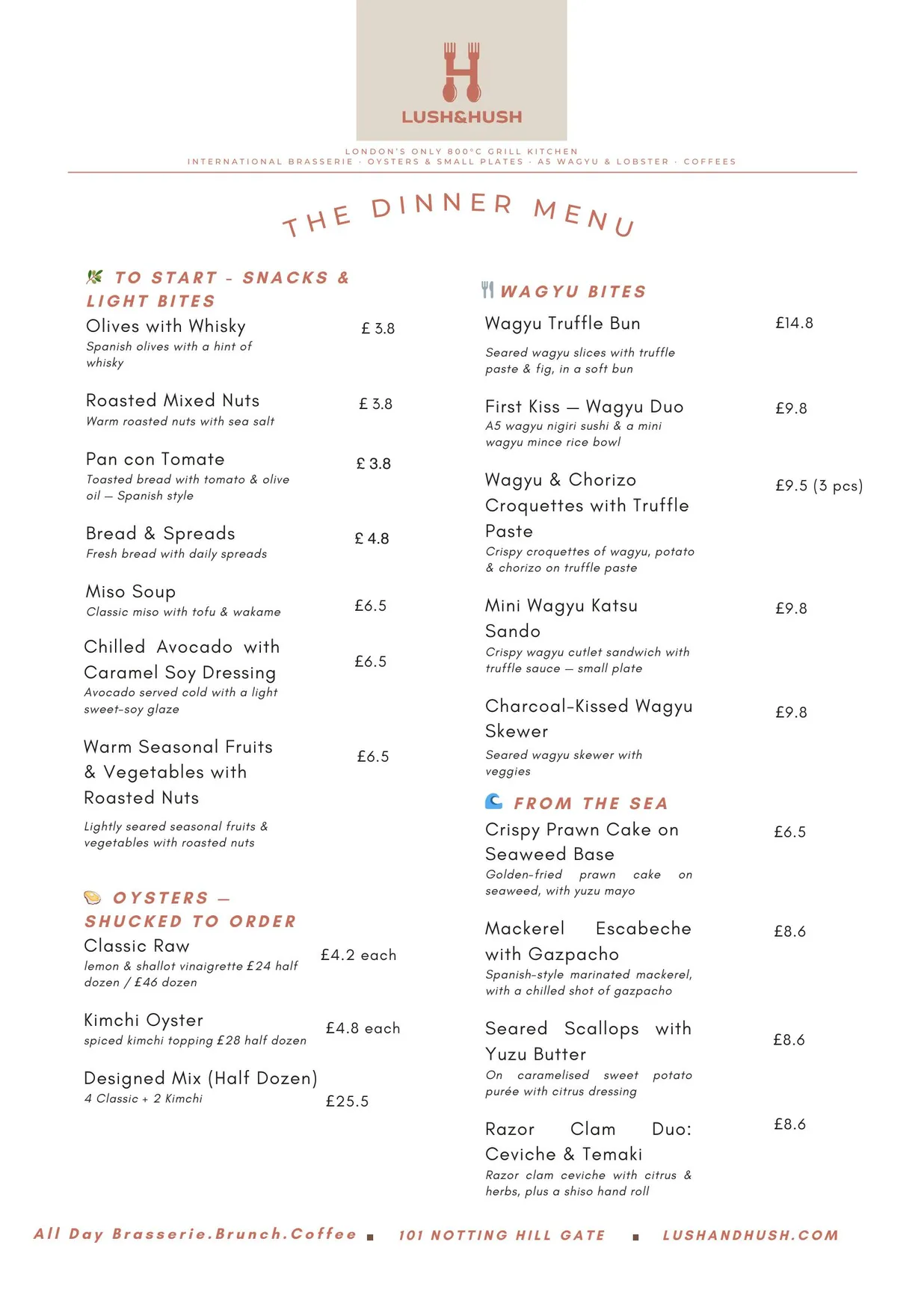 Lush and Hush menu, page 4