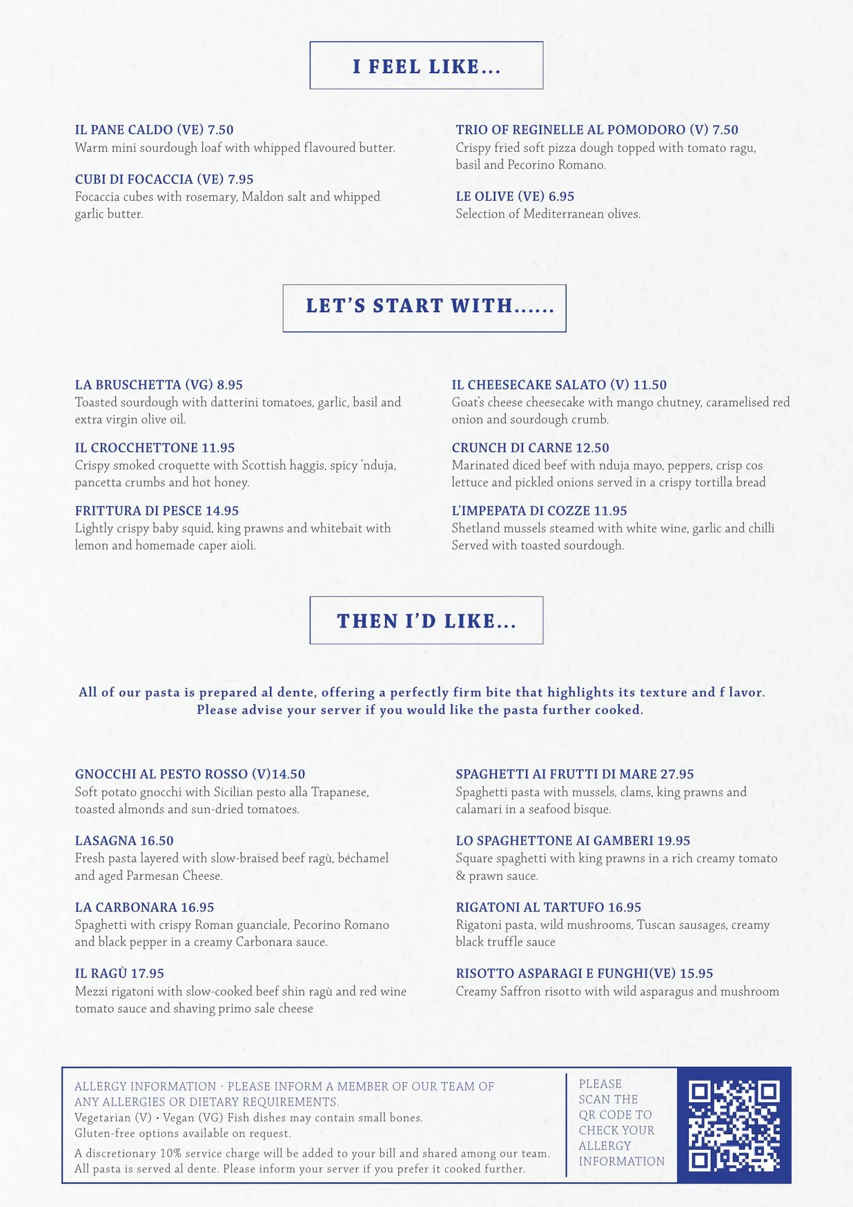 Joia Restaurant menu, page 1