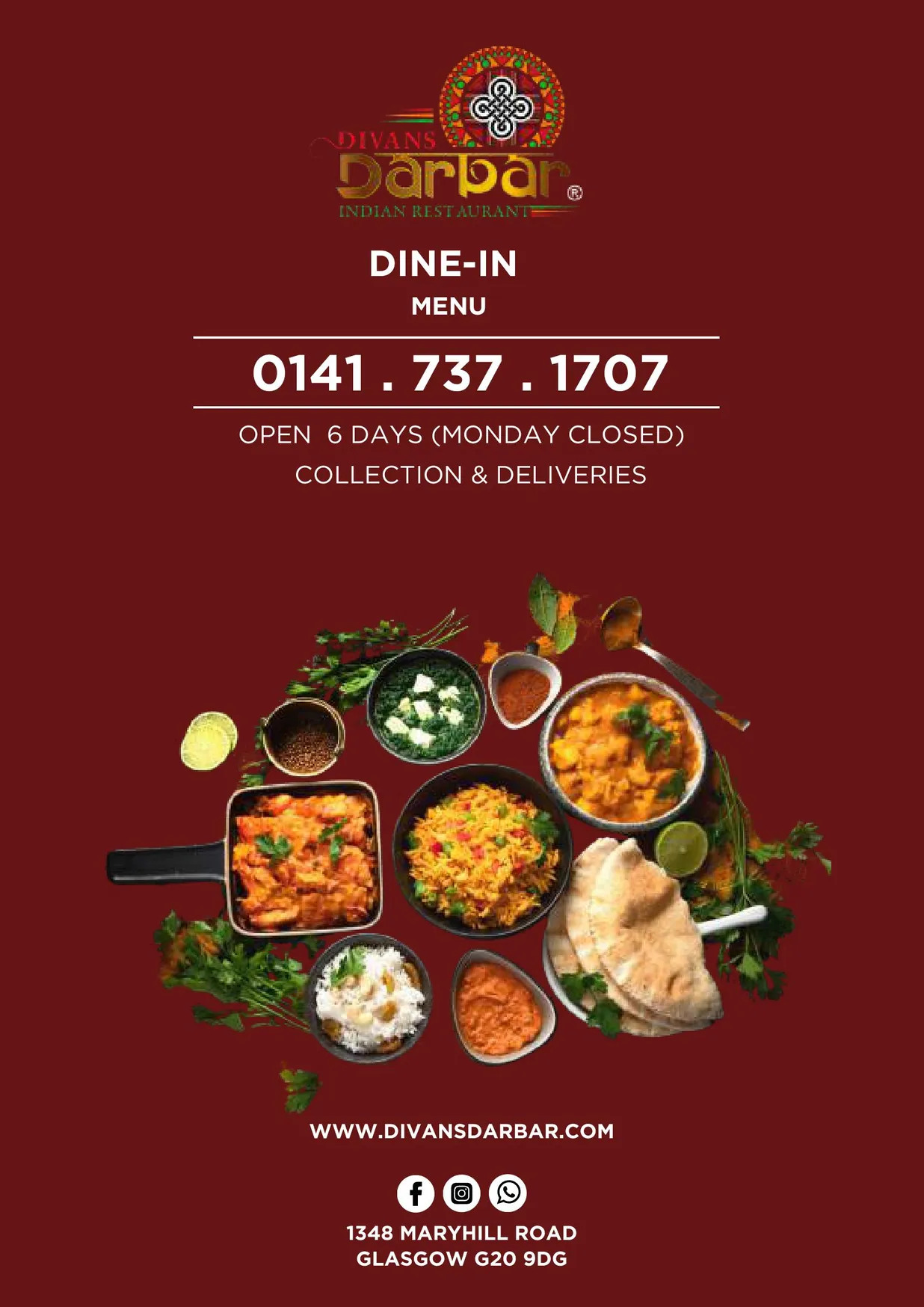 Divans Darbar menu, page 1