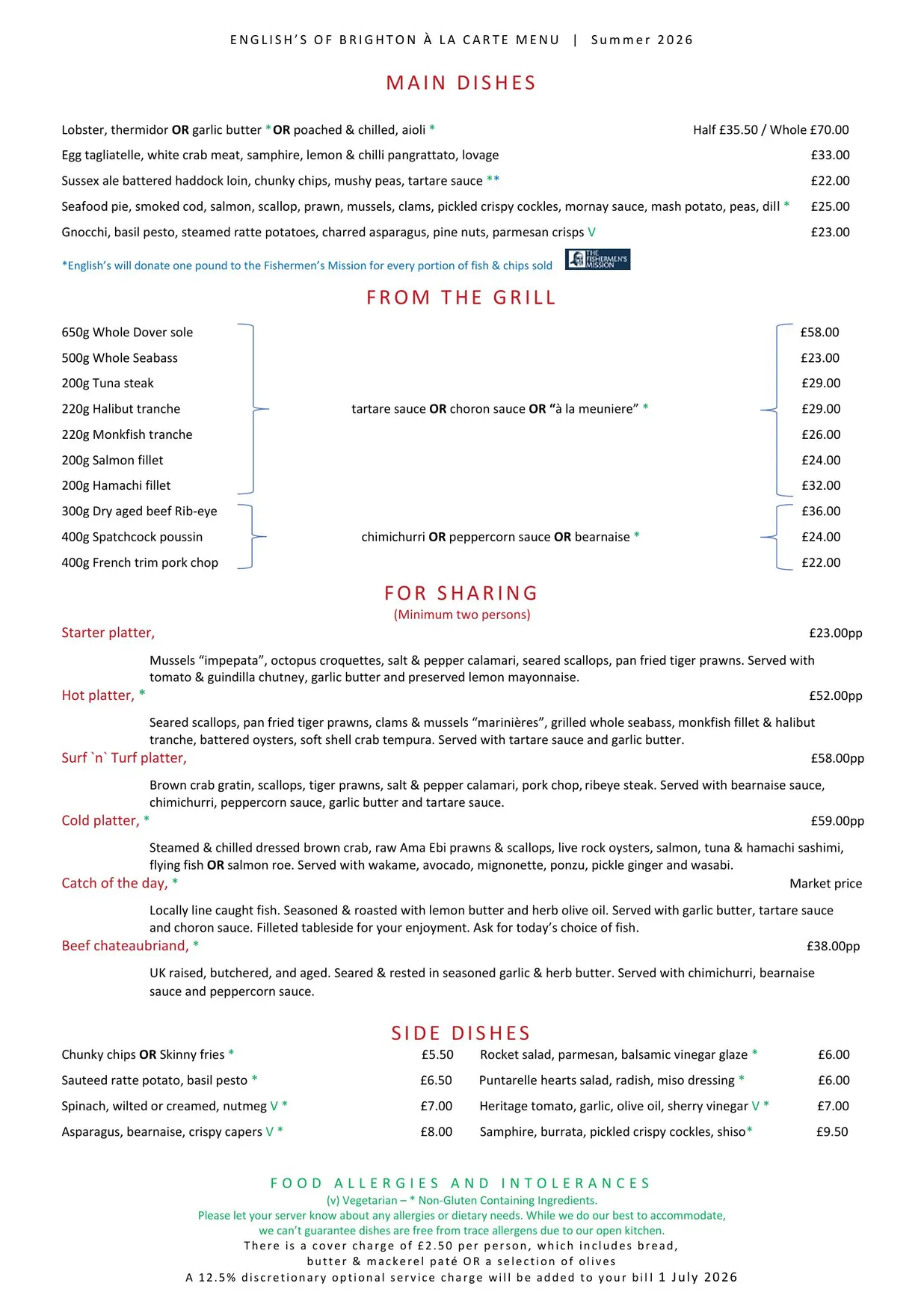 English's menu, page 2