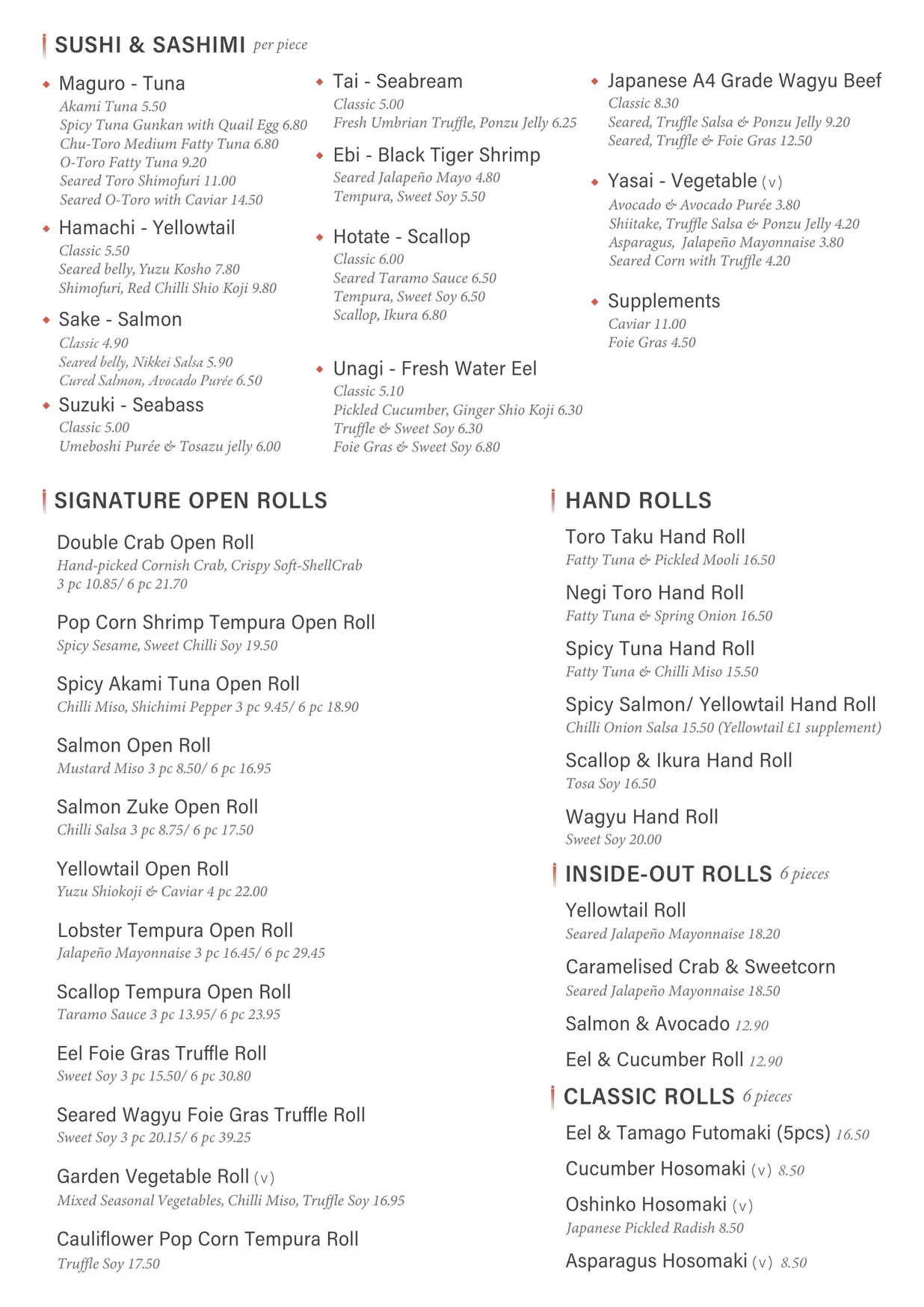 Dinings menu, page 2