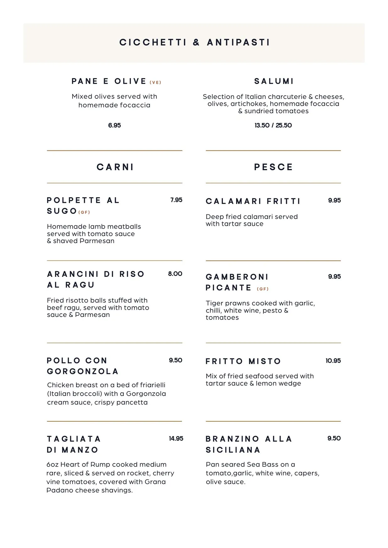 Grappa menu, page 2