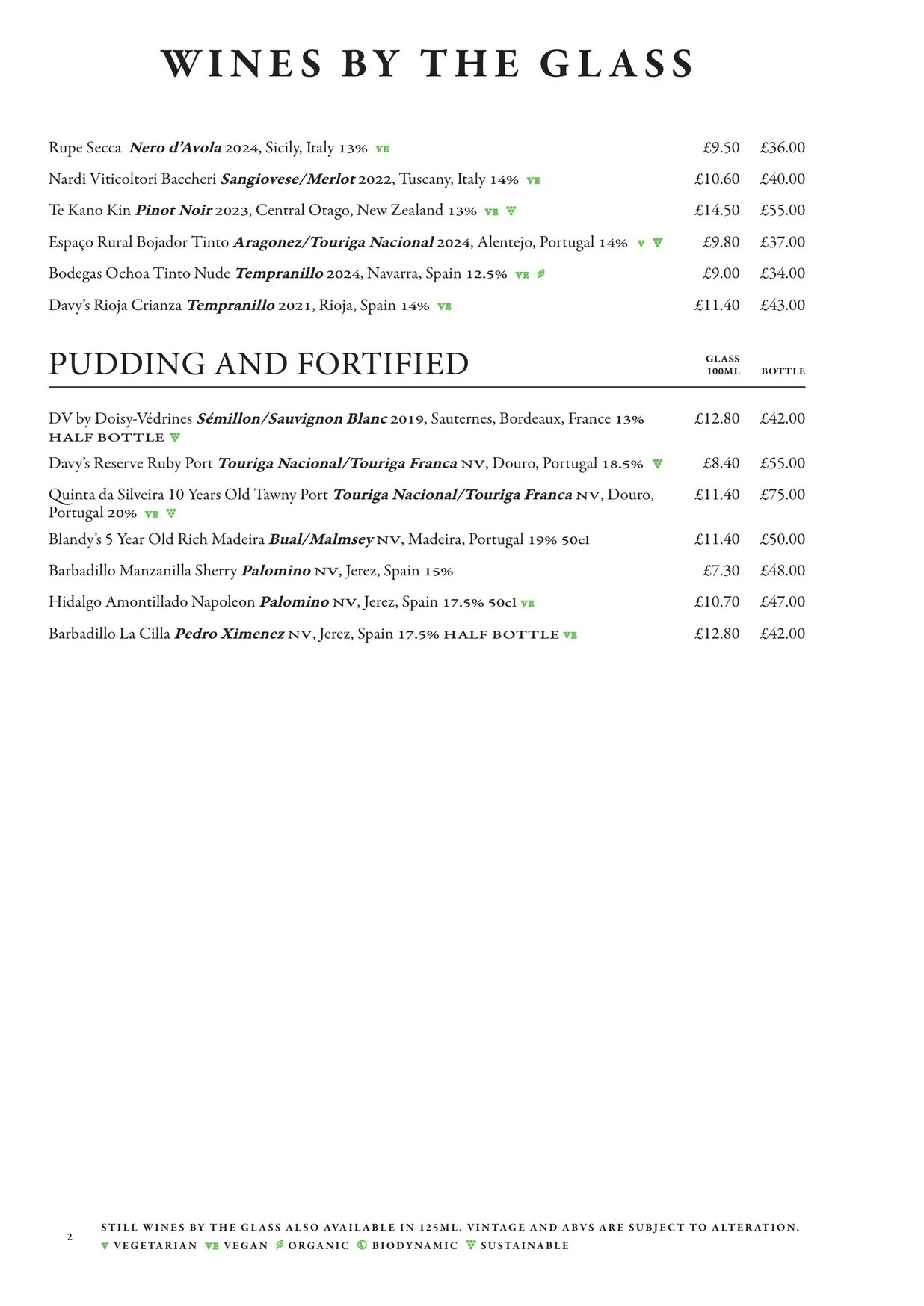Mug House menu, page 4
