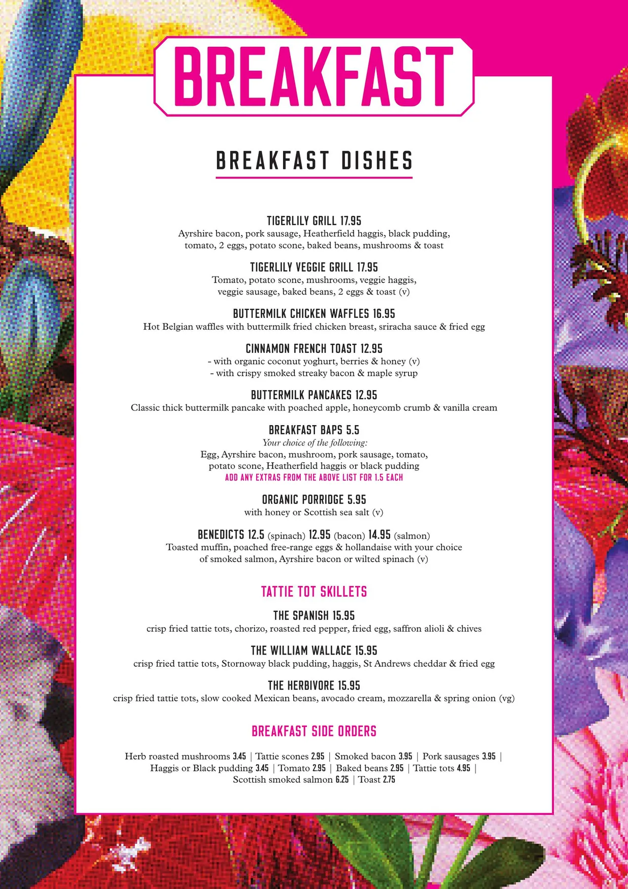 Tigerlily menu, page 1