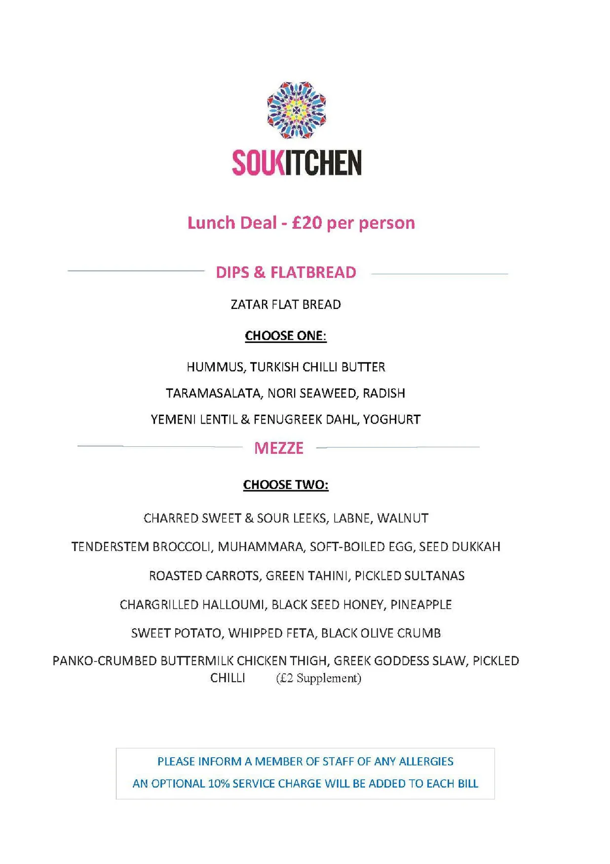 Souk Kitchen menu, page 3