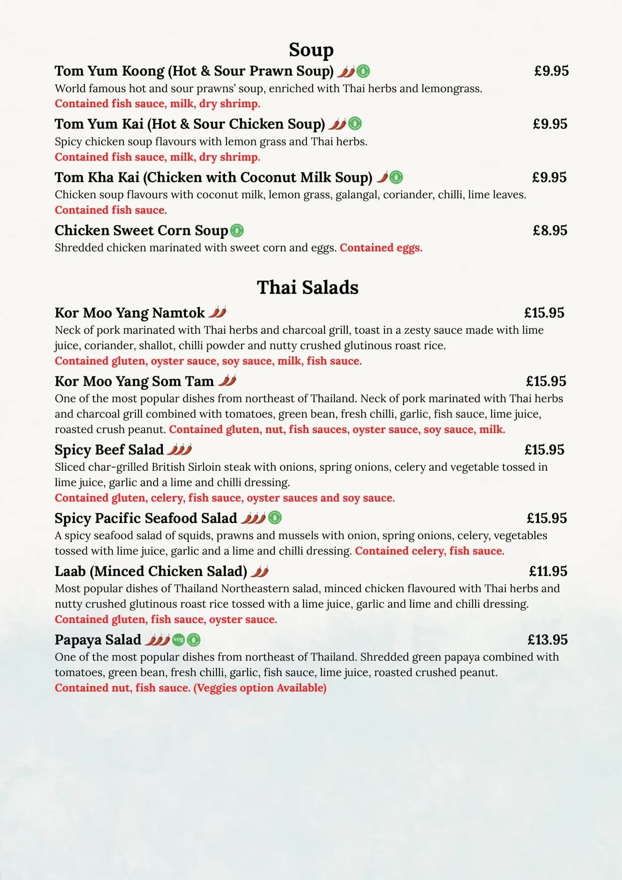 Dee Thai menu, page 3