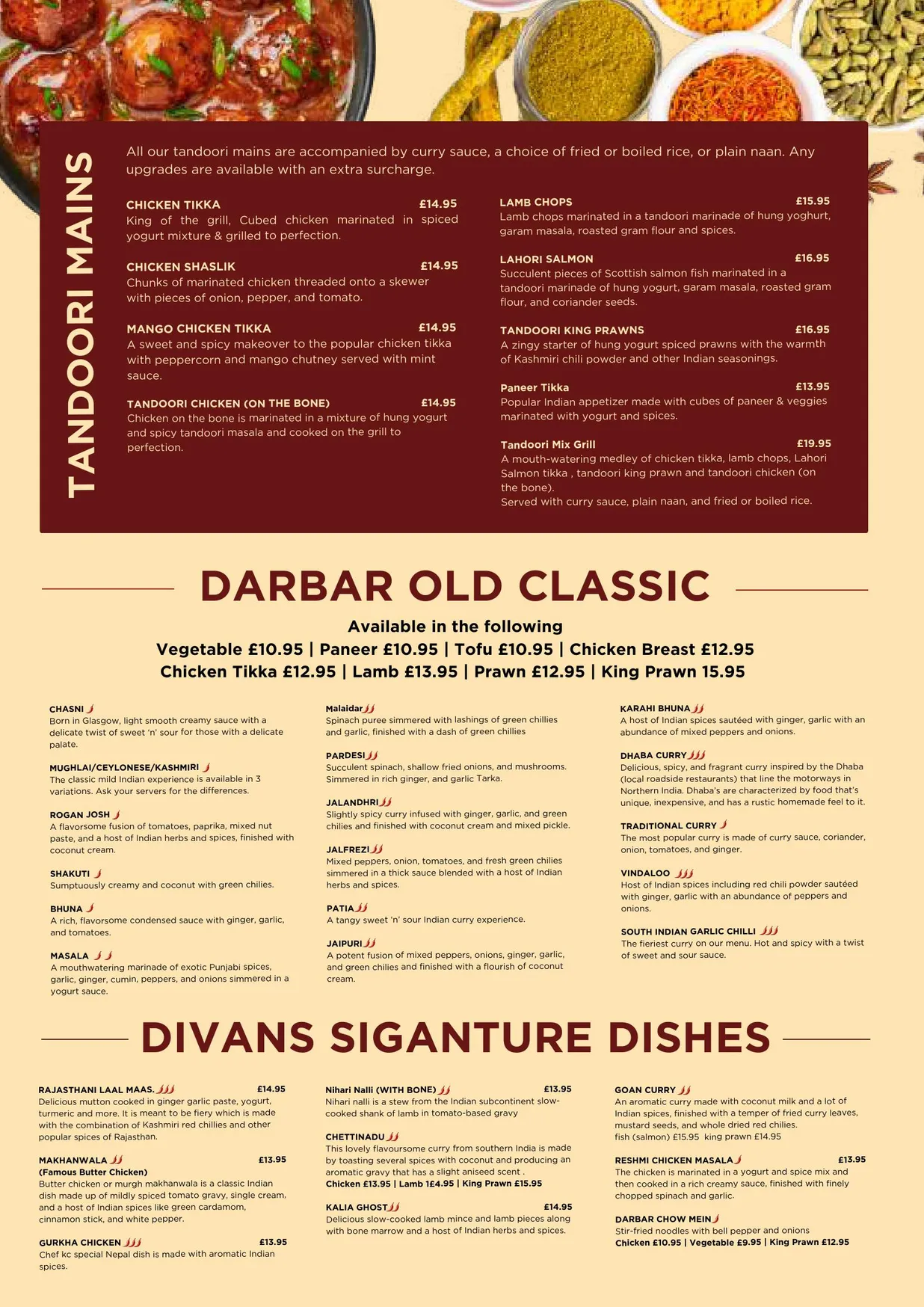 Divans Darbar menu, page 3