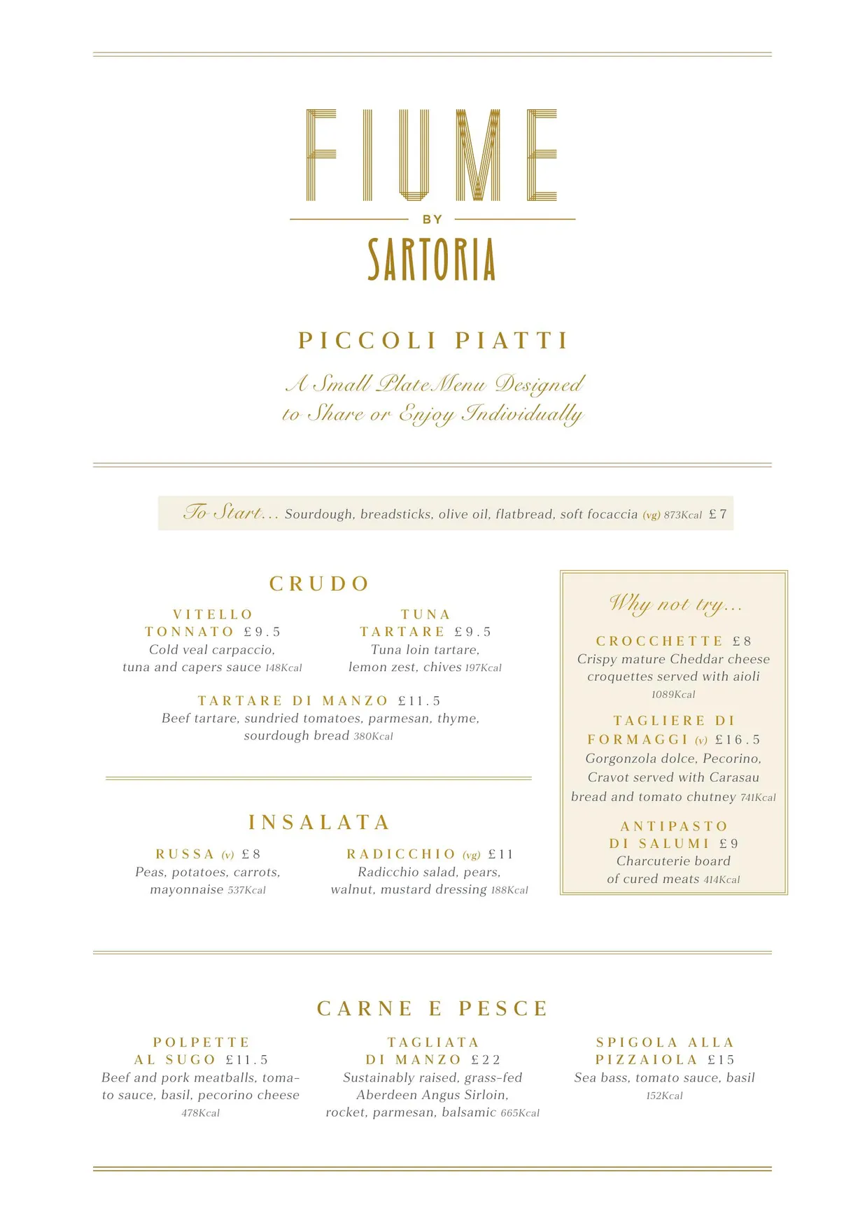 Fiume by Sartoria menu, page 1