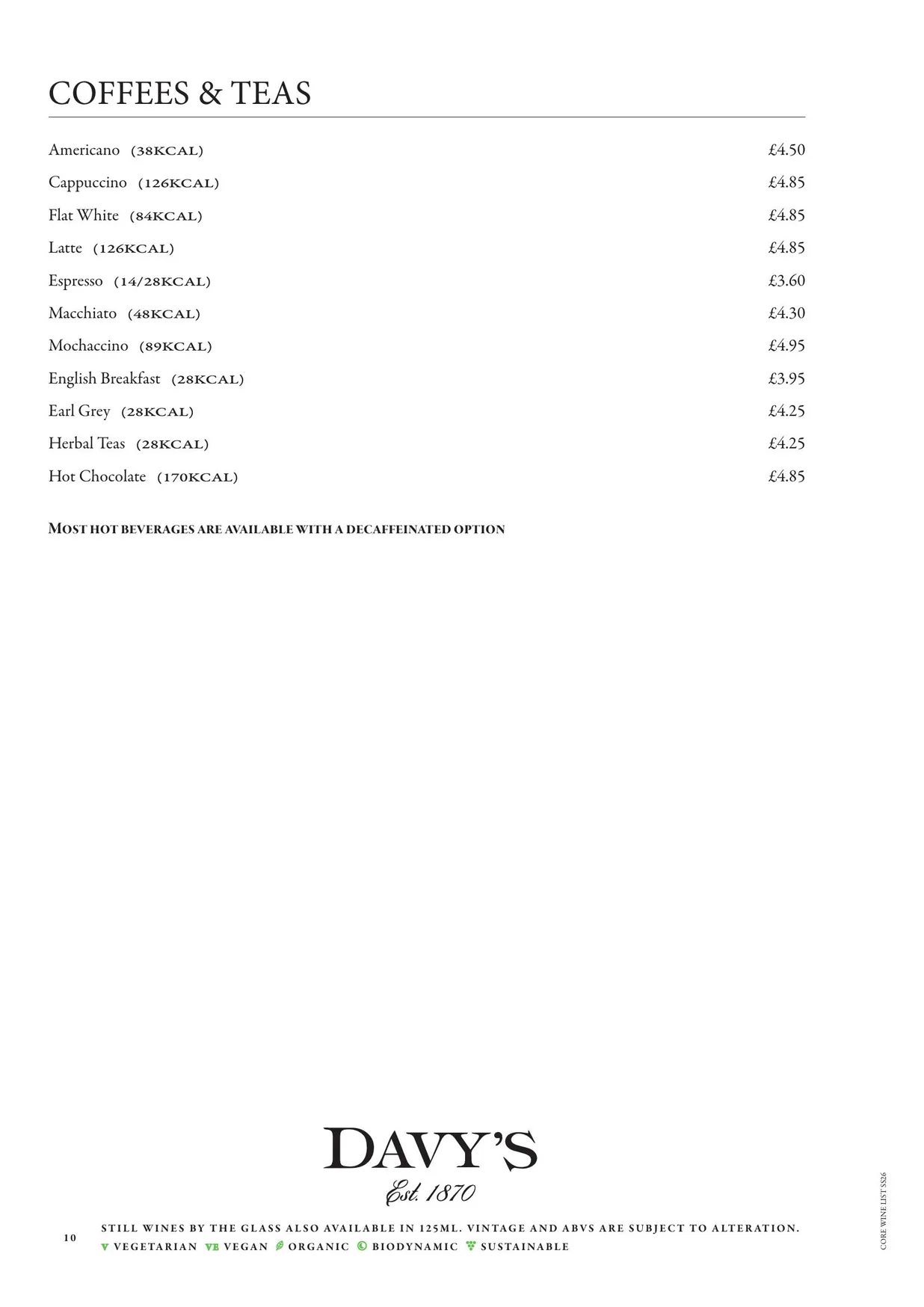 Mug House menu, page 12