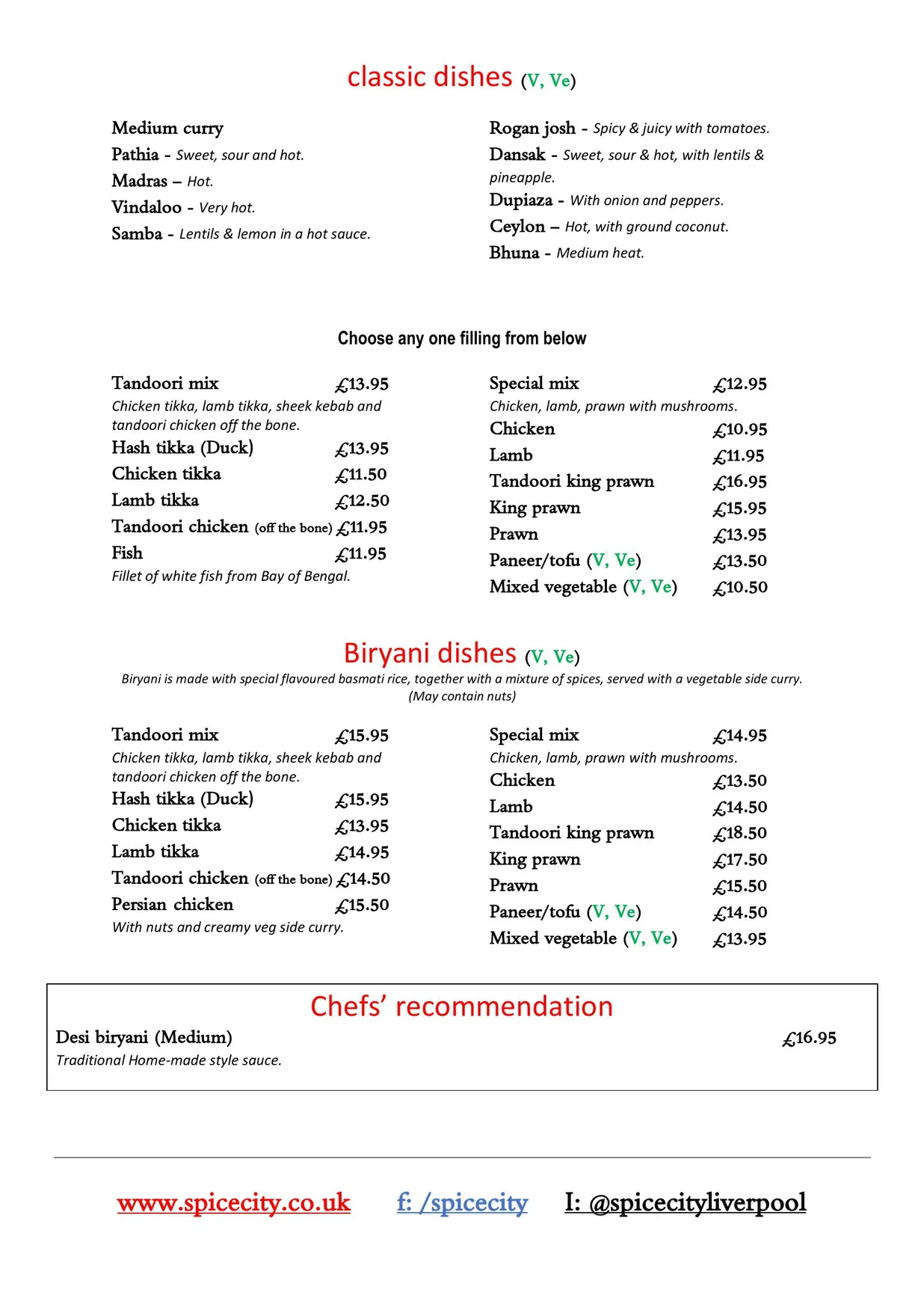 Spice City menu, page 16