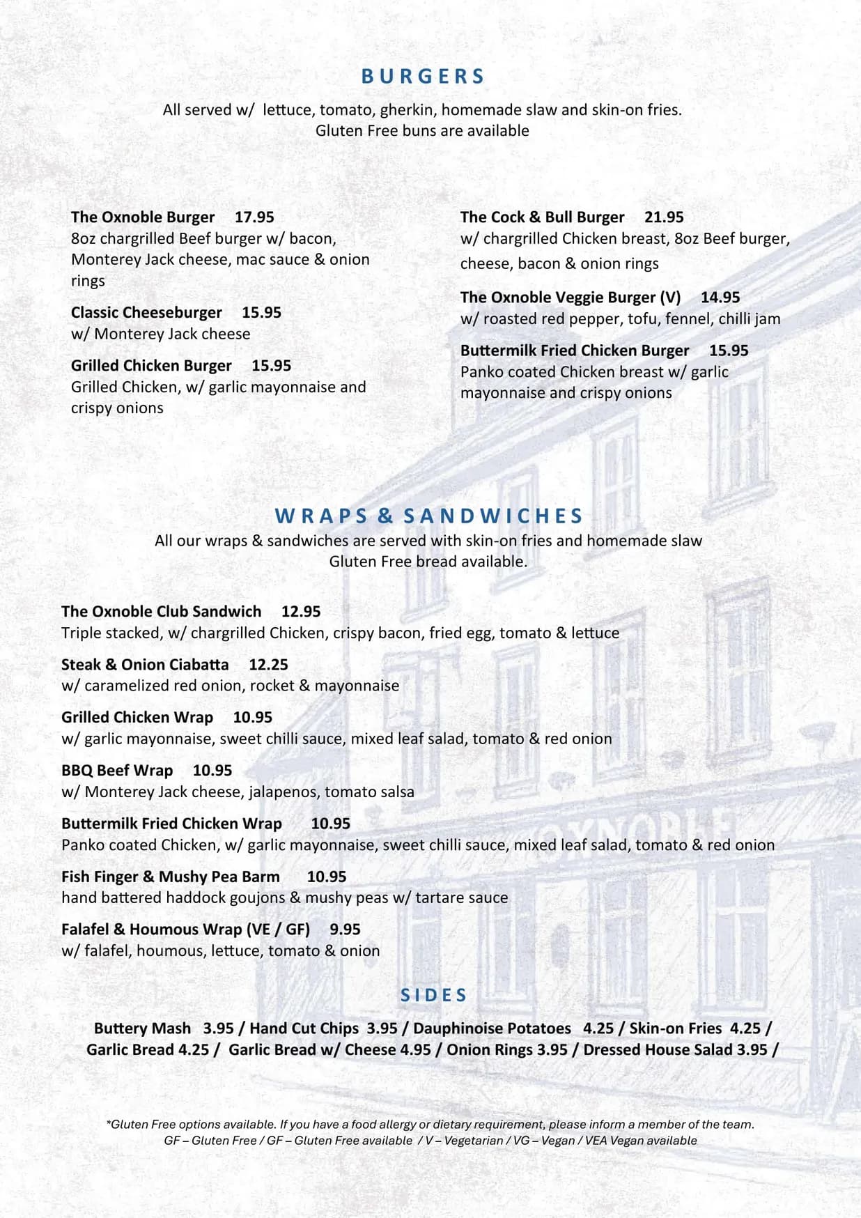 The Oxnoble menu, page 2
