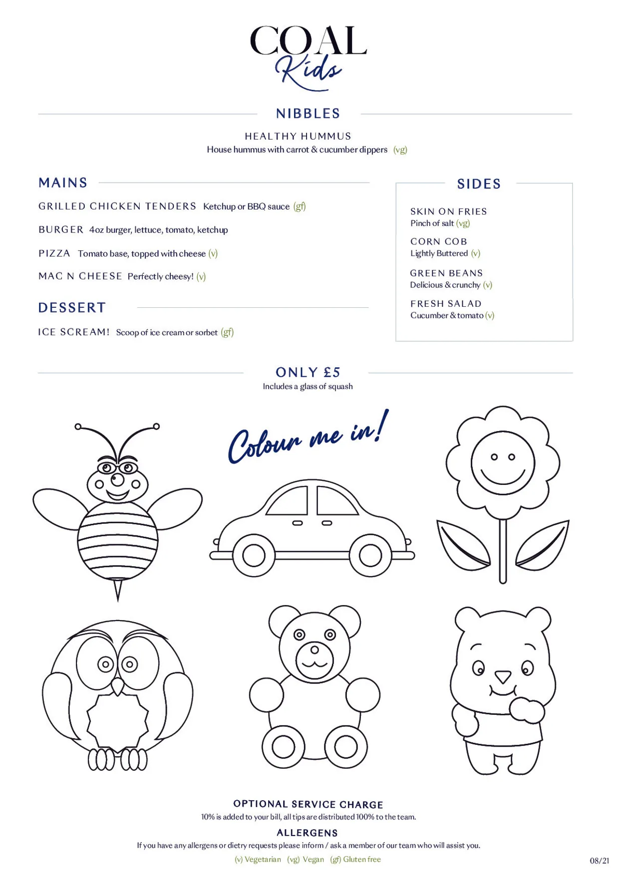Coal Kitchen menu, page 3