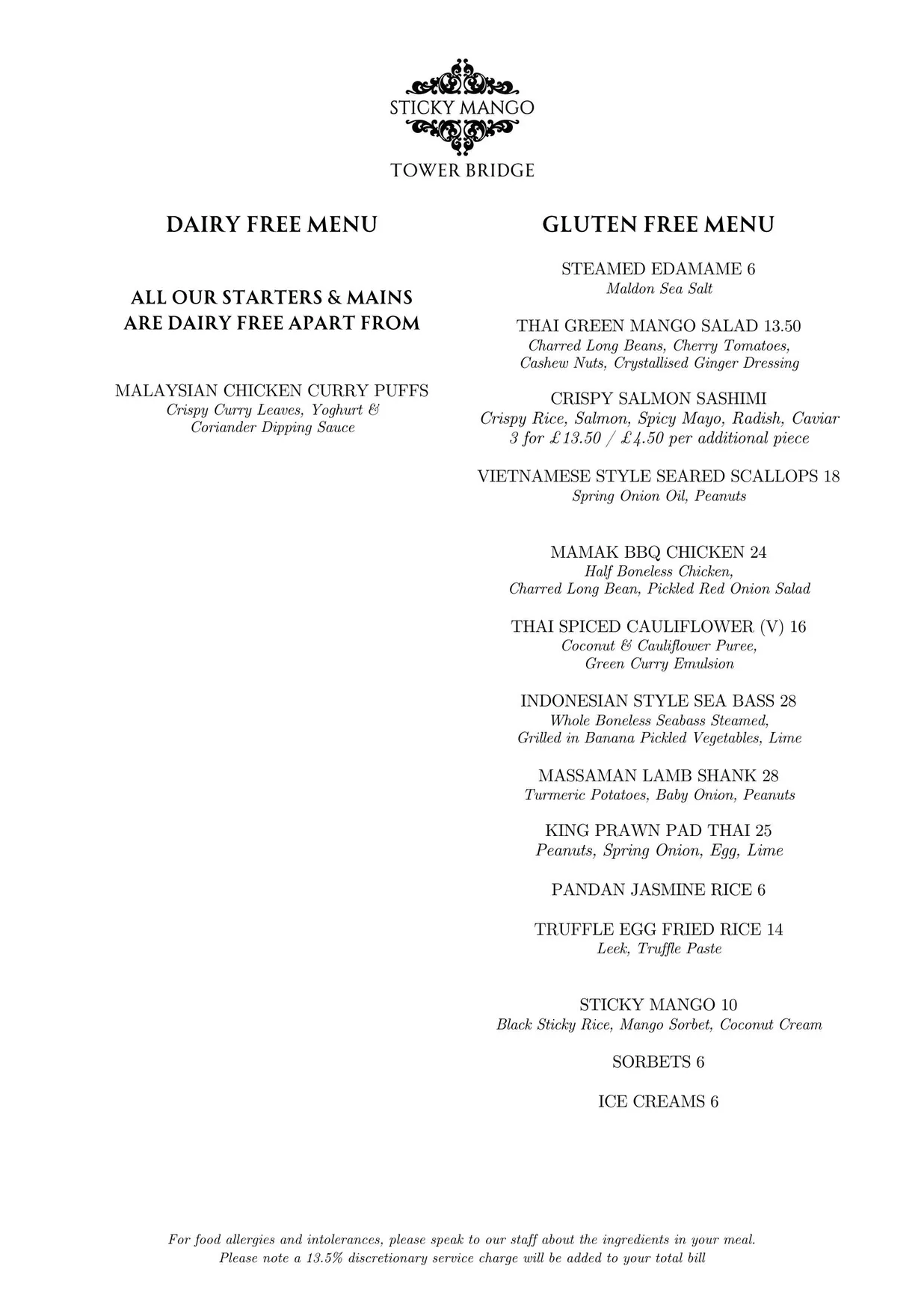 Sticky Mango Tower Bridge menu, page 3