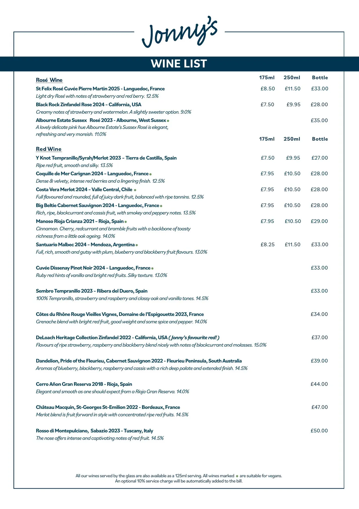Jonny's Goring Bar & Kitchen menu, page 7