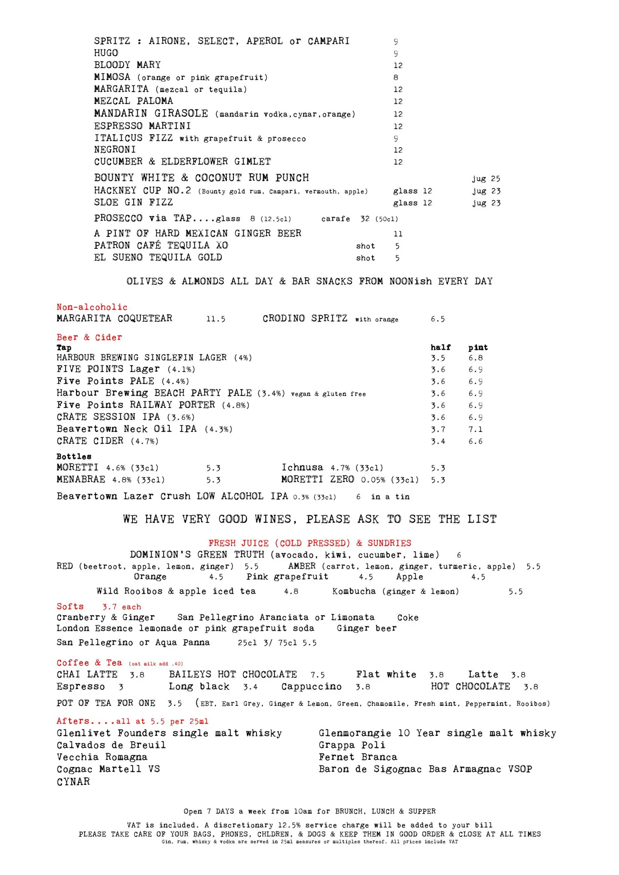 Market Cafe menu, page 4