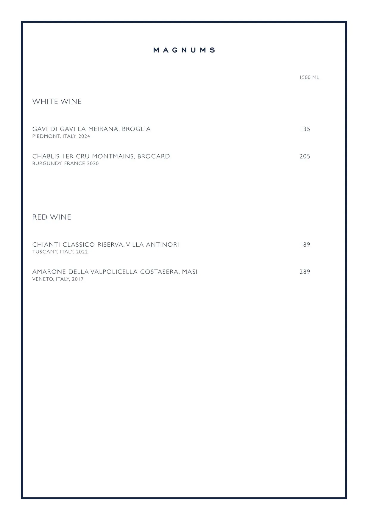 Chucs Belgravia menu, page 12