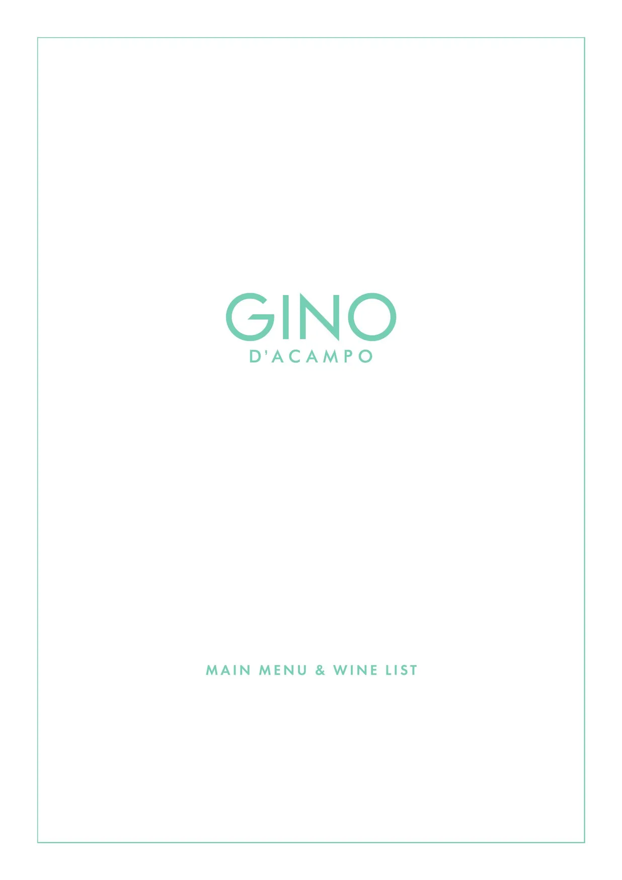Gino D'Acampo Manchester menu, page 1