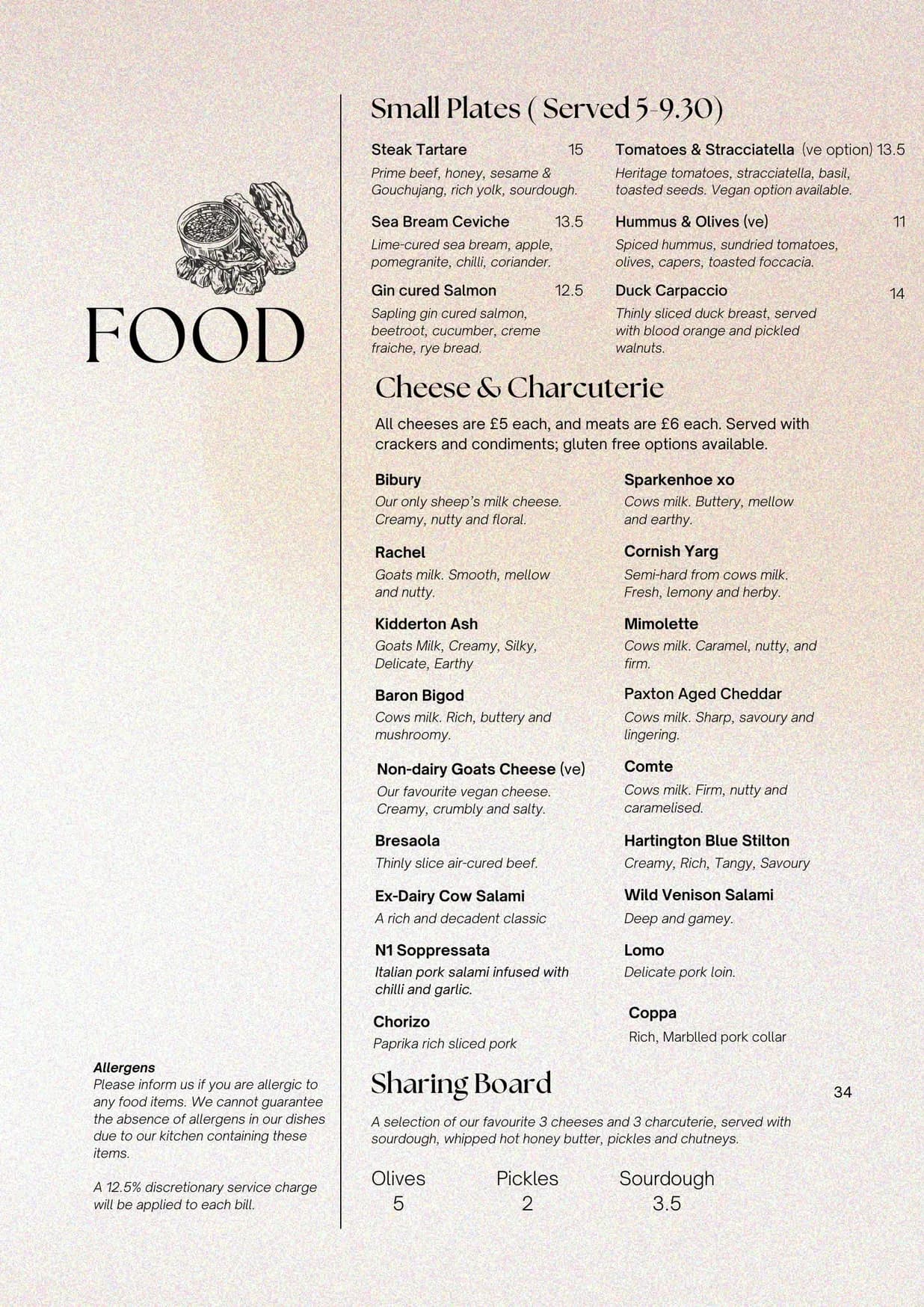 RIND Park Road menu, page 1