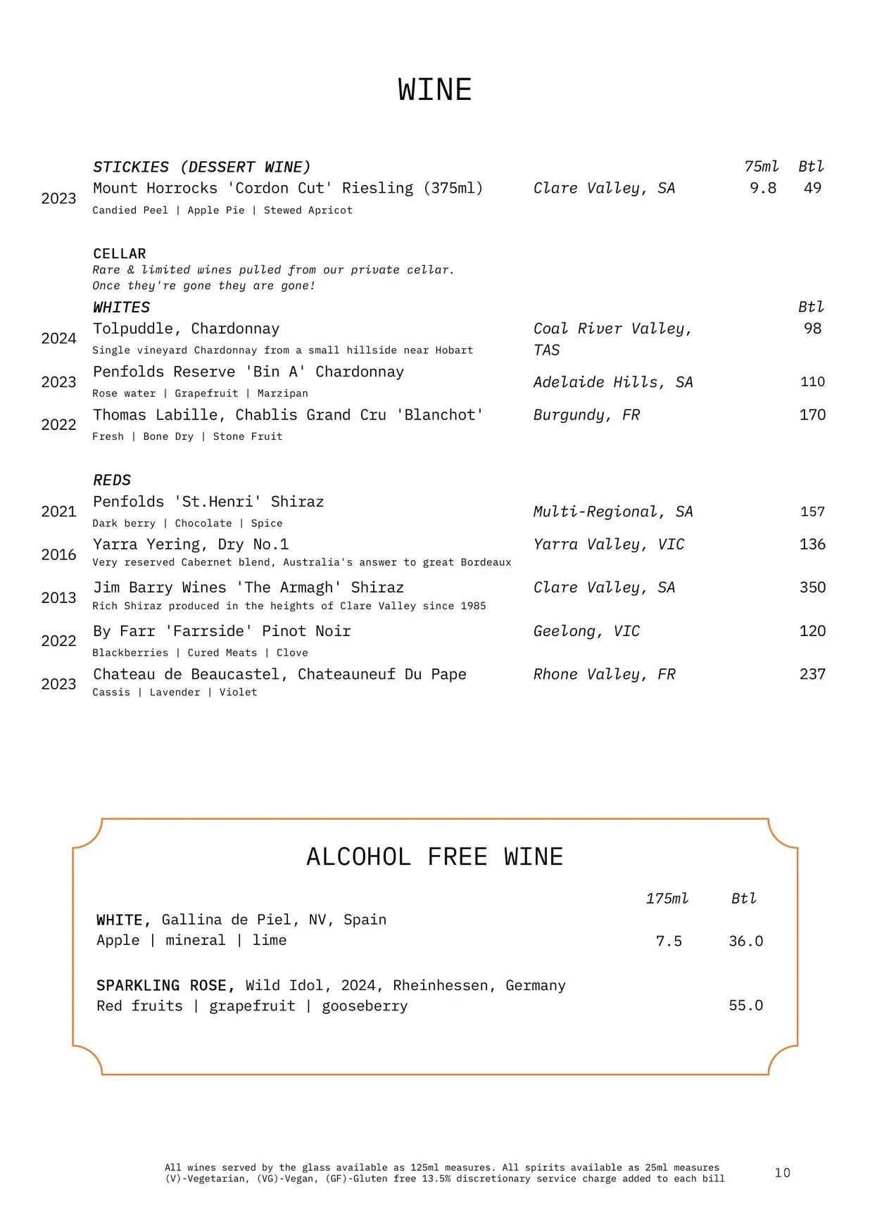 Paradise Green menu, page 11