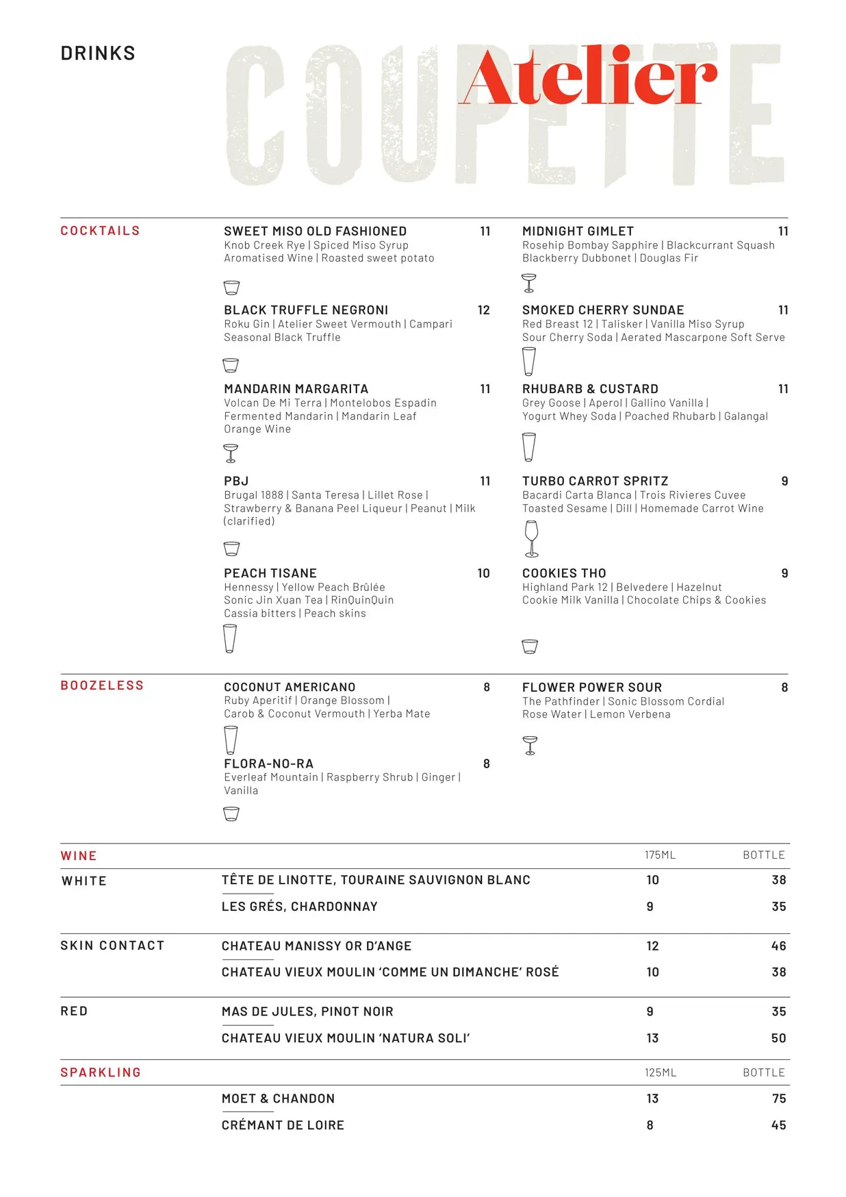 Atelier Coupette menu, page 2