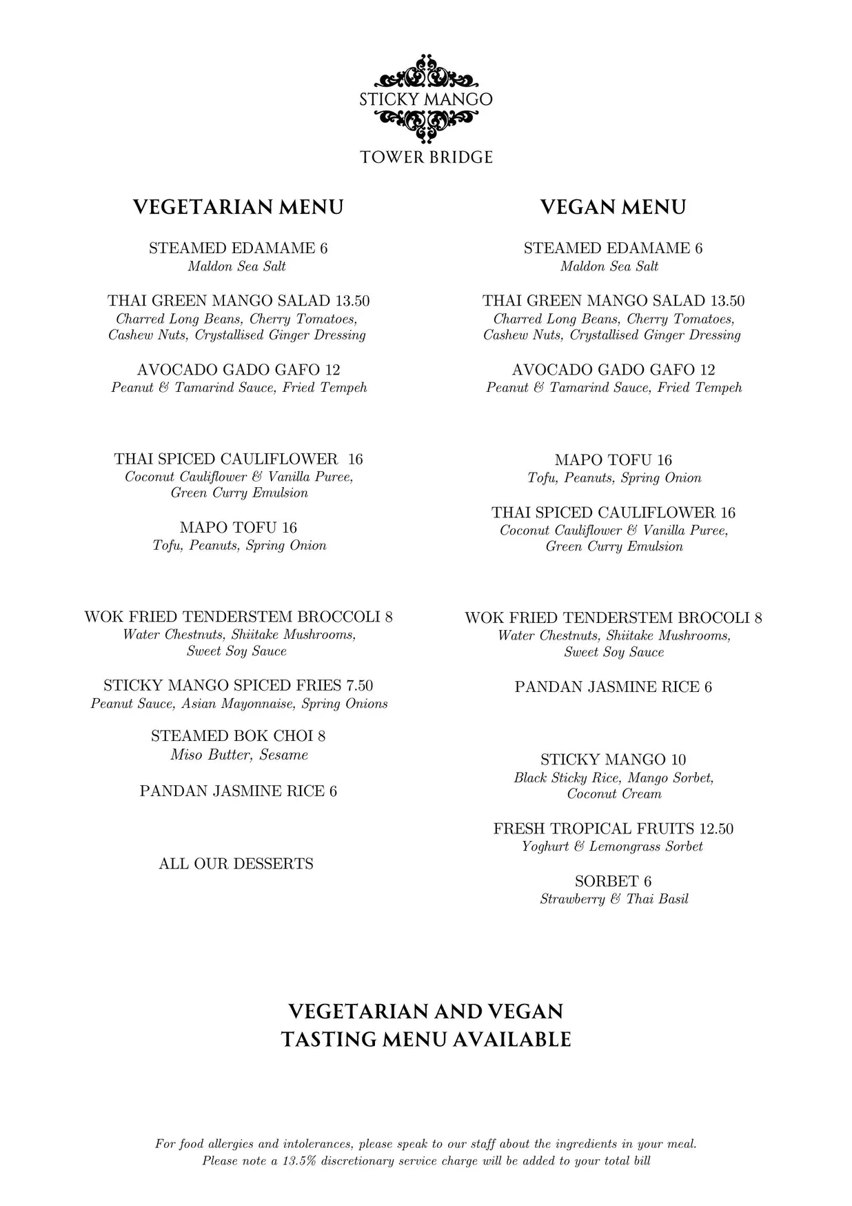 Sticky Mango Tower Bridge menu, page 4
