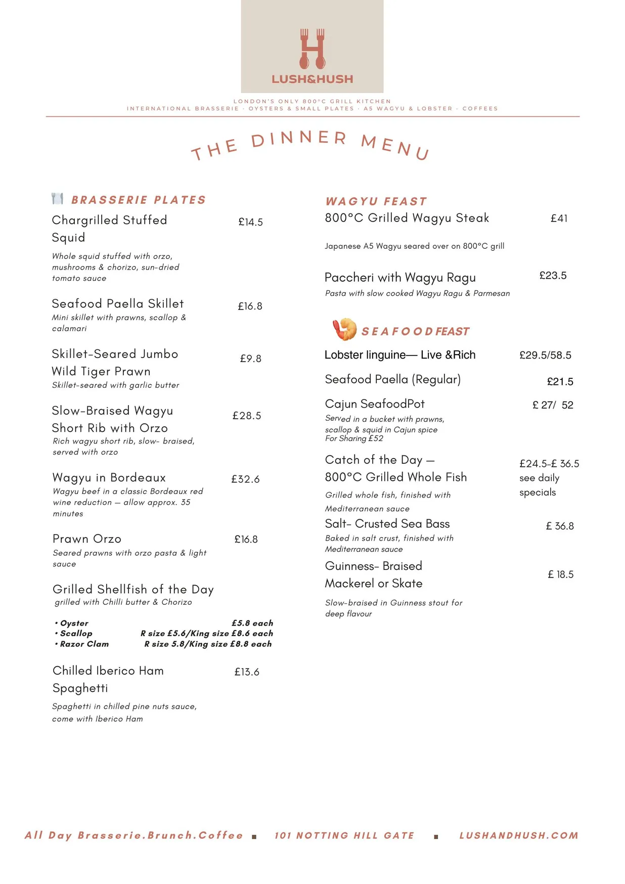Lush and Hush menu, page 5