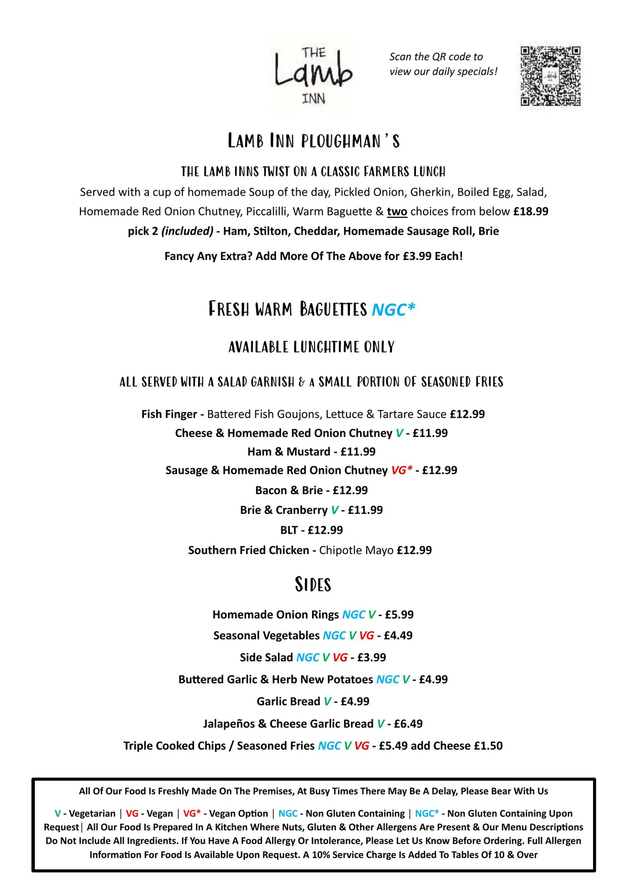 The Lamb Inn menu, page 3