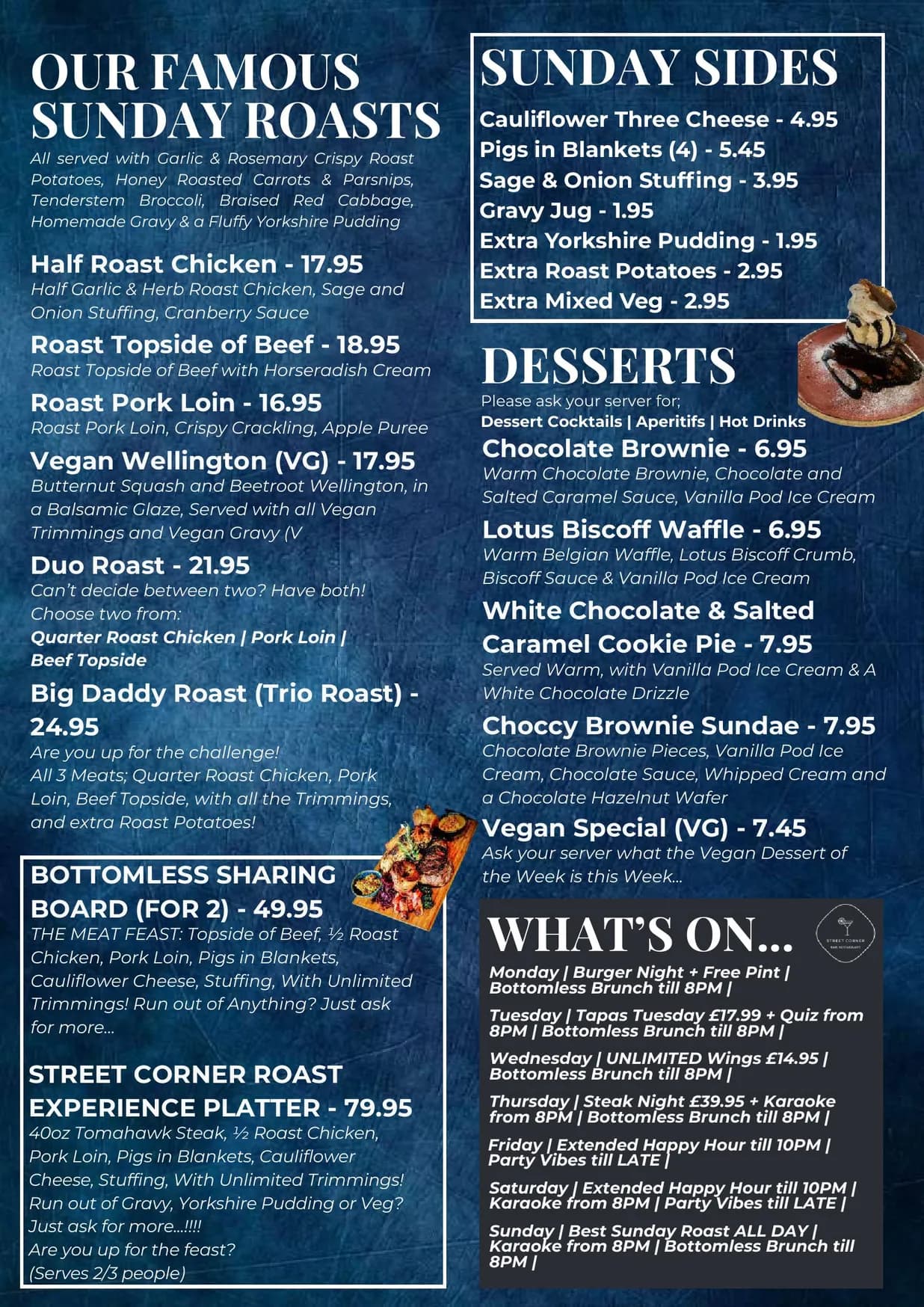 Street Corner Bar & Restaurant menu, page 4