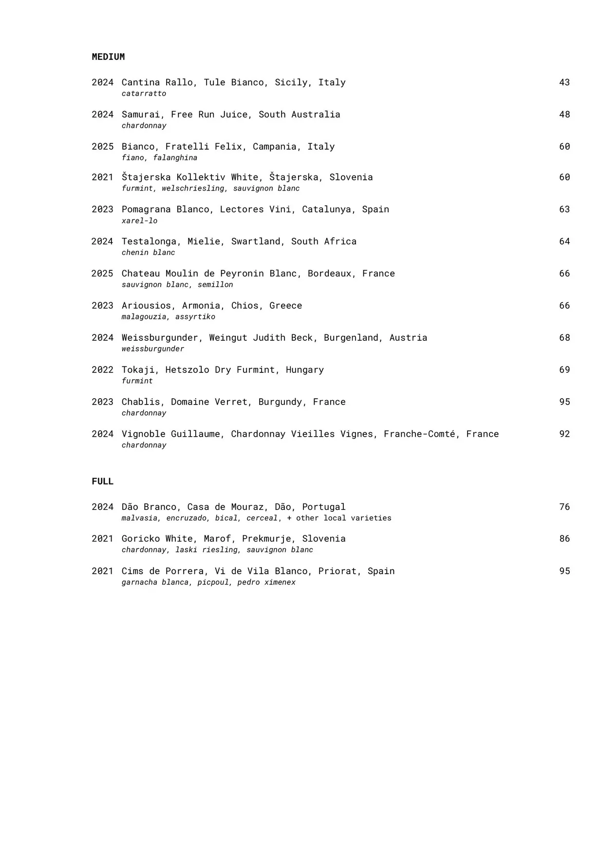 Bar Crispin menu, page 5