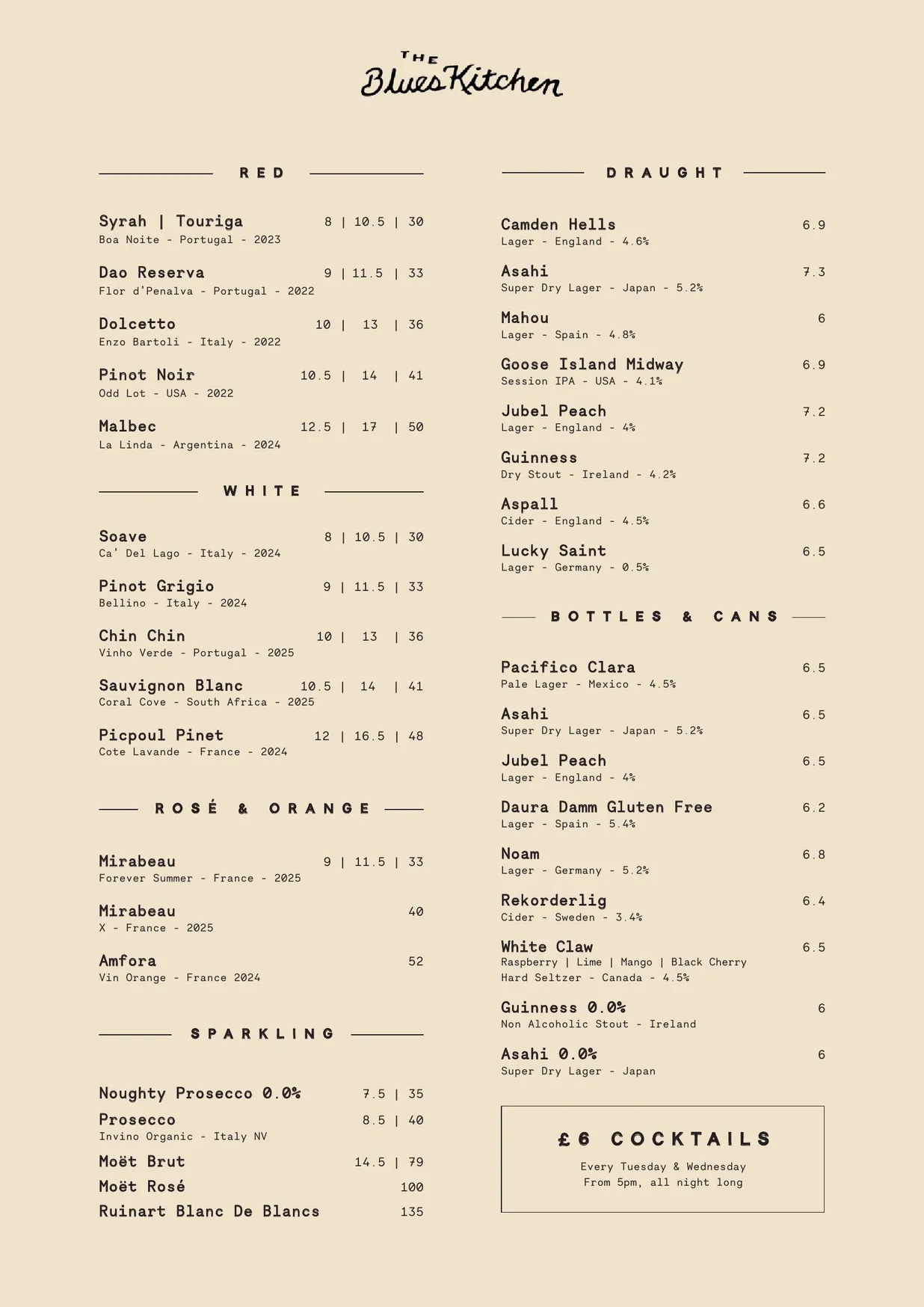 The Blues Kitchen Brixton menu, page 2