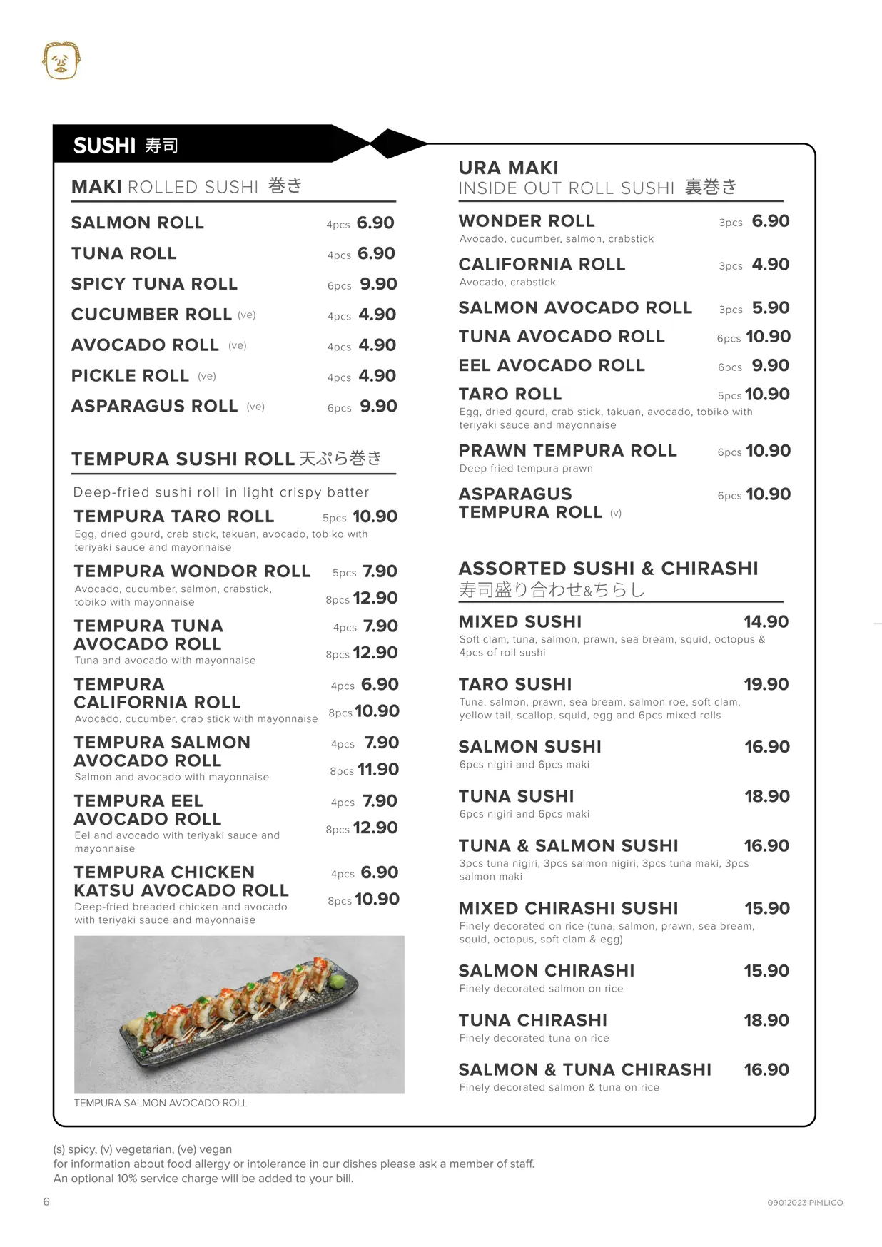 Taro menu, page 6