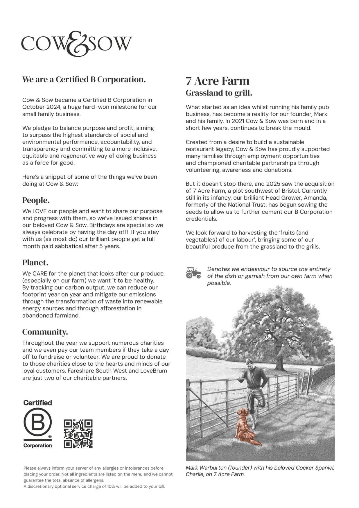 Cow & Sow - Whiteladies Road menu, page 2