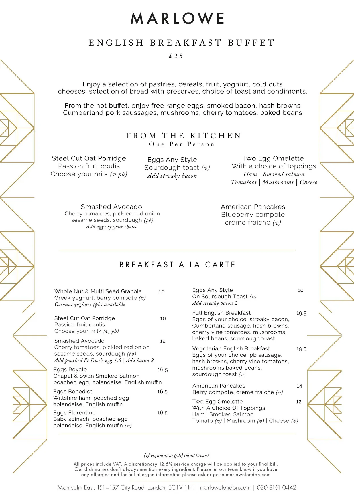 Marlowe menu, page 3