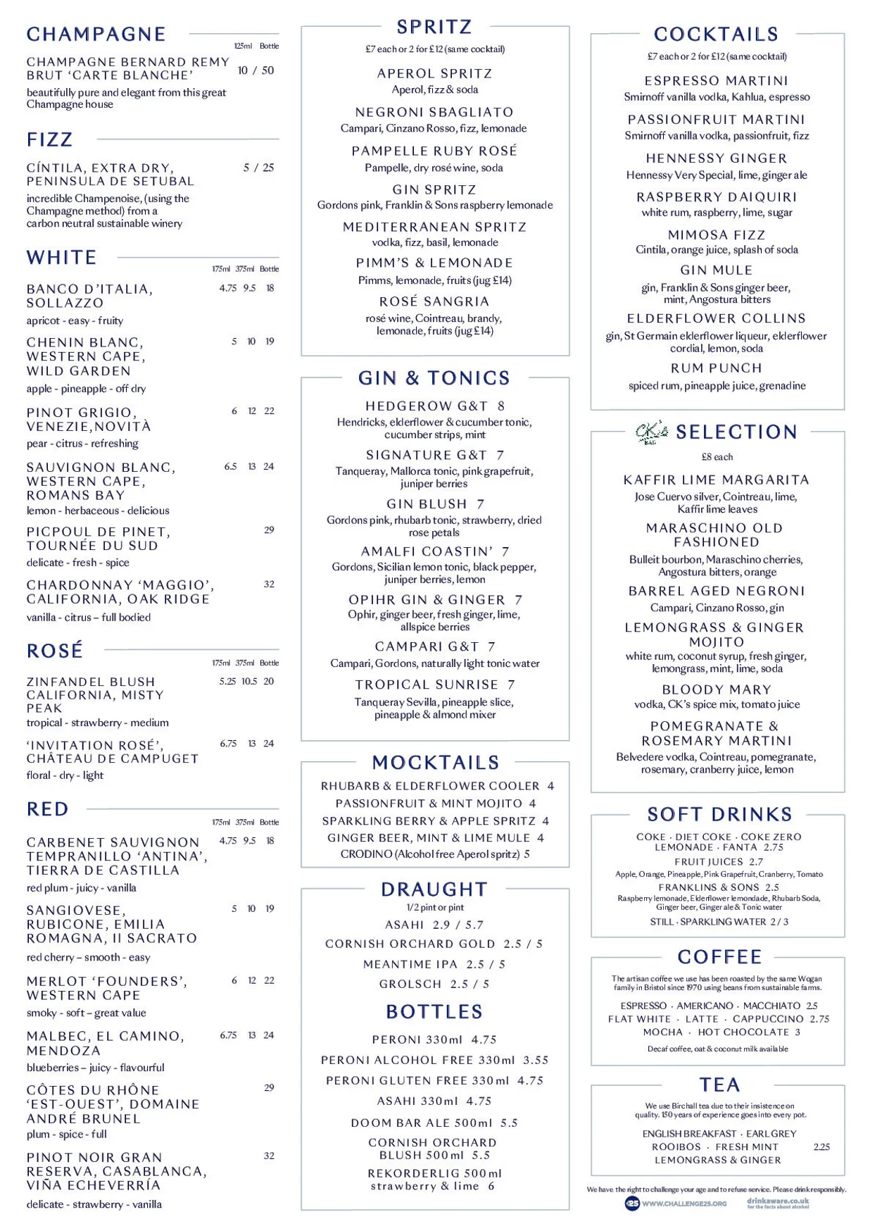 Coal Kitchen menu, page 2