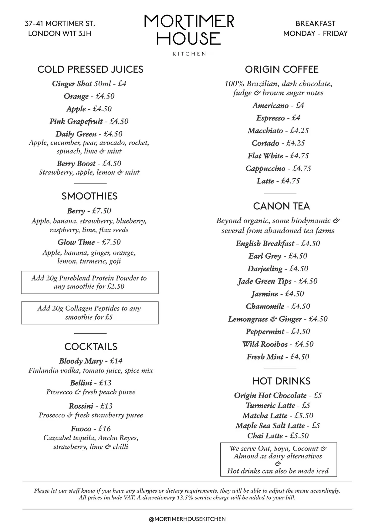 Mortimer House Kitchen menu, page 5