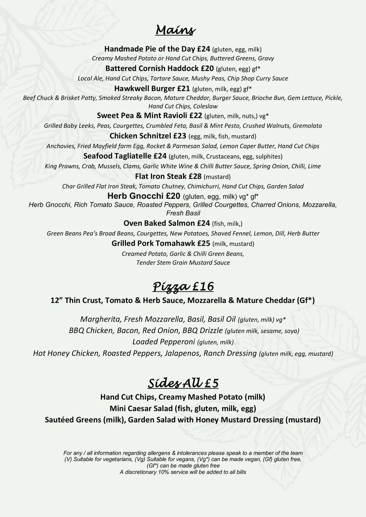 Frank’s menu, page 2