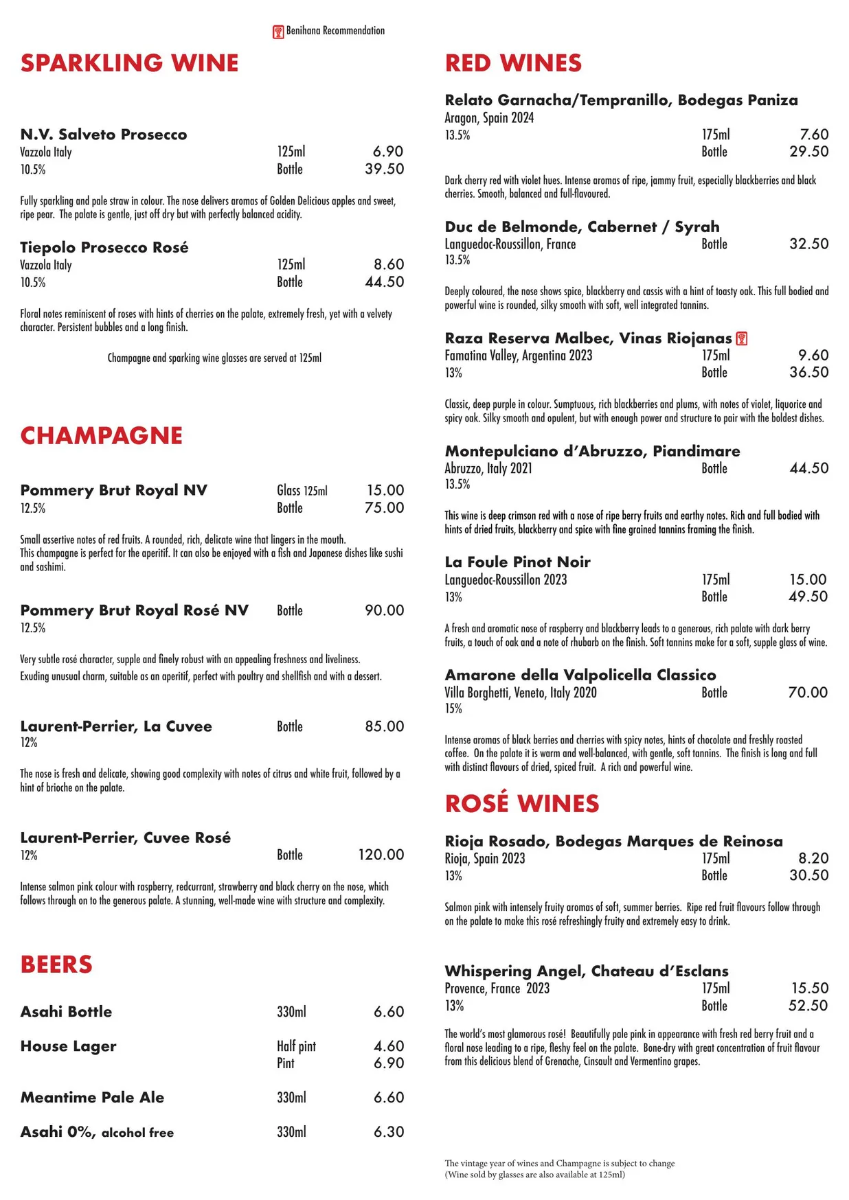 Benihana Chelsea menu, page 7