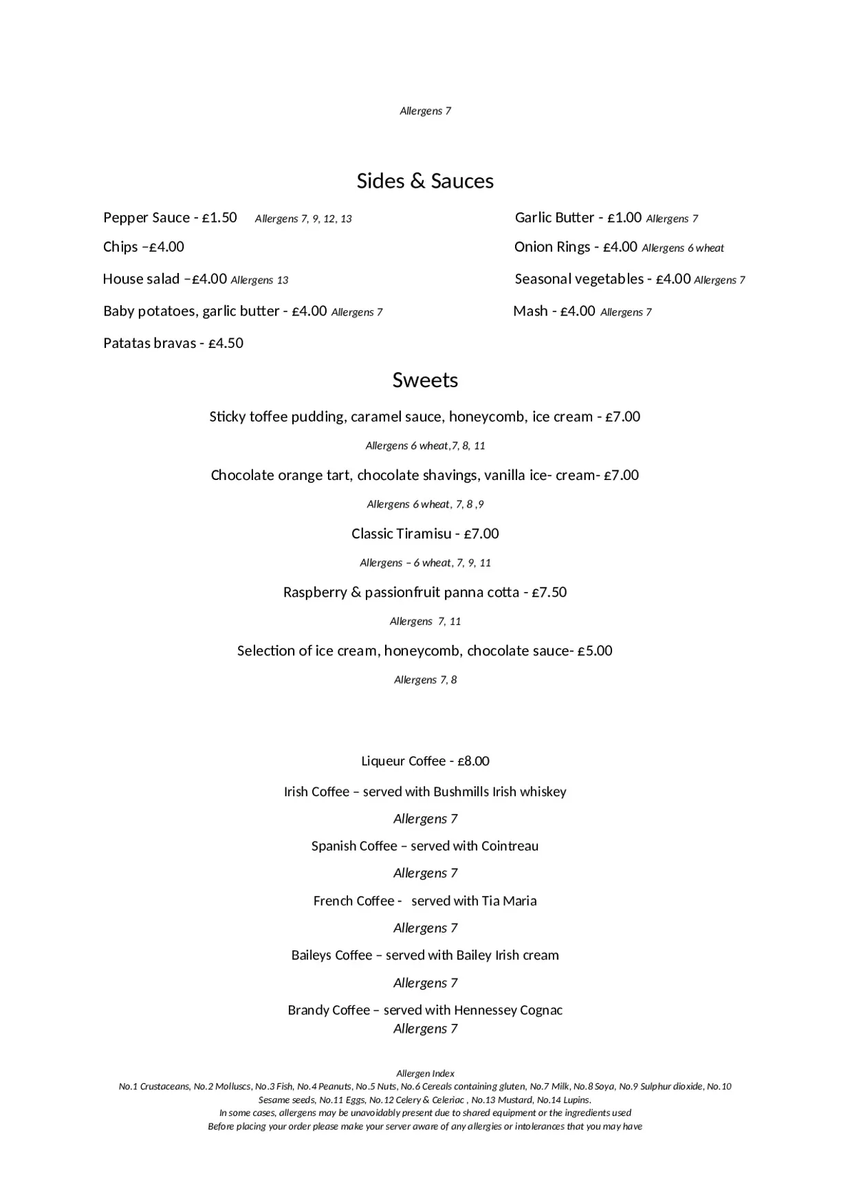 Grain & Grill menu, page 2